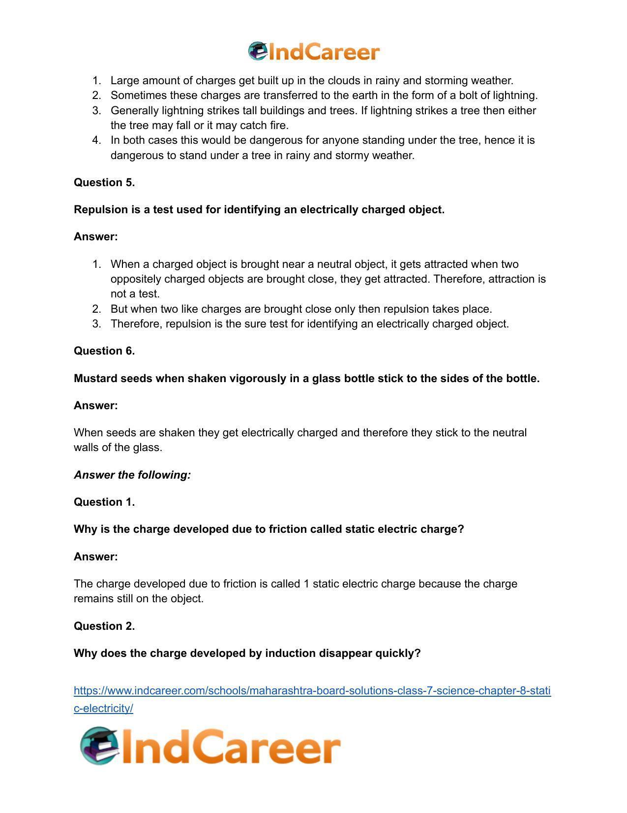 Maharashtra Board Solutions Class 7-Science: Chapter 8- Static Electricity - Page 13