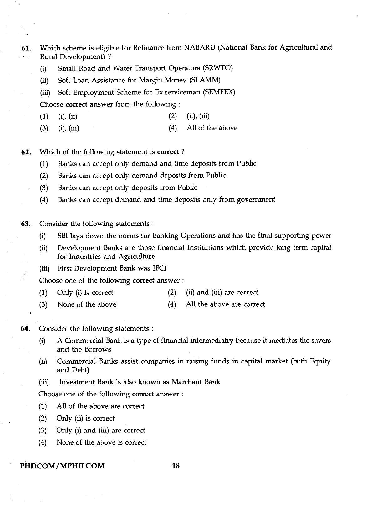 IGNOU PhD Entrance Test Ph.D./M.Phil (Commerce) 2019 Question Paper - Page 18
