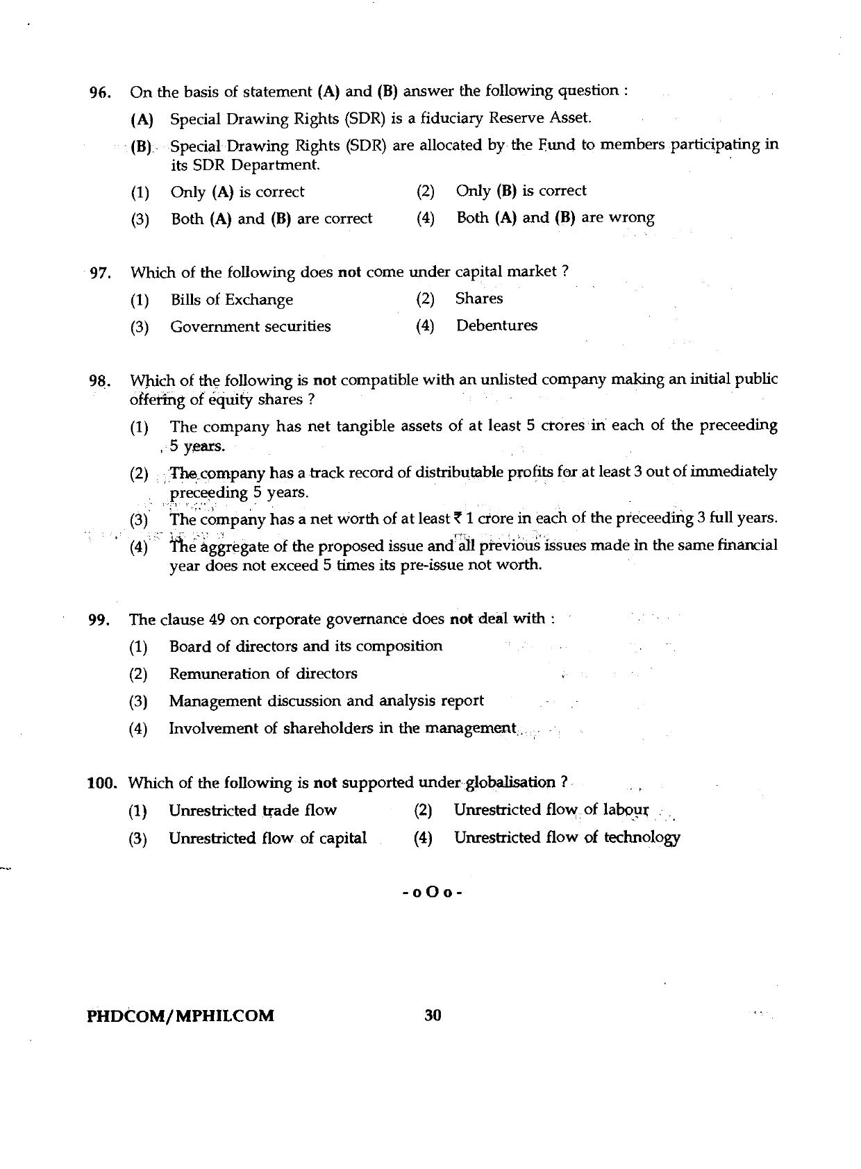 IGNOU PhD Entrance Test Ph.D./M.Phil (Commerce) 2019 Question Paper - Page 30