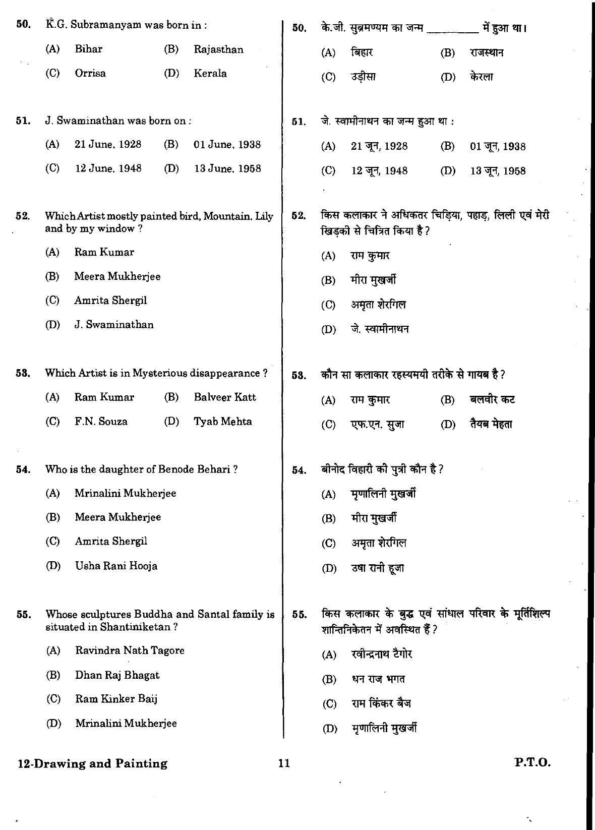 URATPG Drawing Painting Sample Question Paper 2018 - Page 10