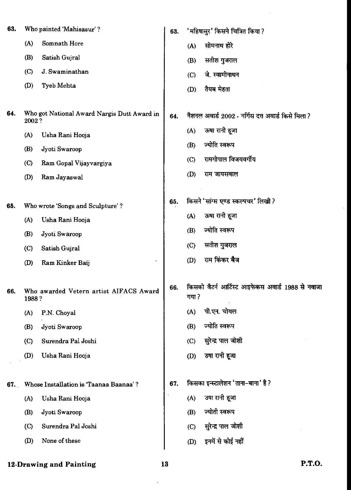 URATPG Drawing Painting Sample Question Paper 2018 - Page 12