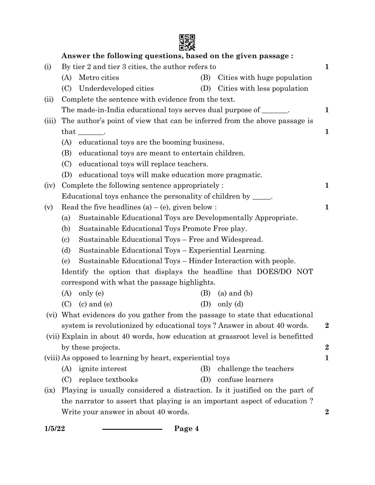 CBSE Class 12 1-5-2 English Core 2024 Question Paper - Page 4