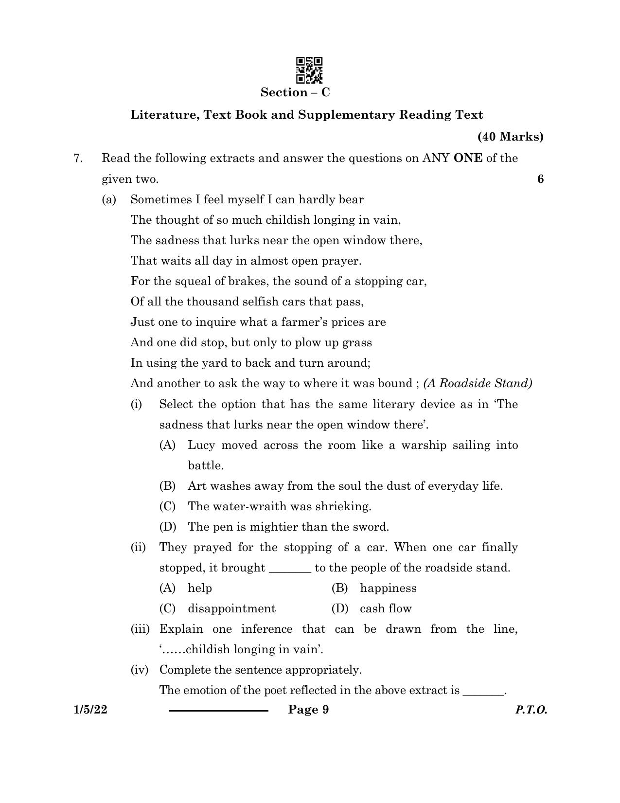 CBSE Class 12 1-5-2 English Core 2024 Question Paper - Page 9
