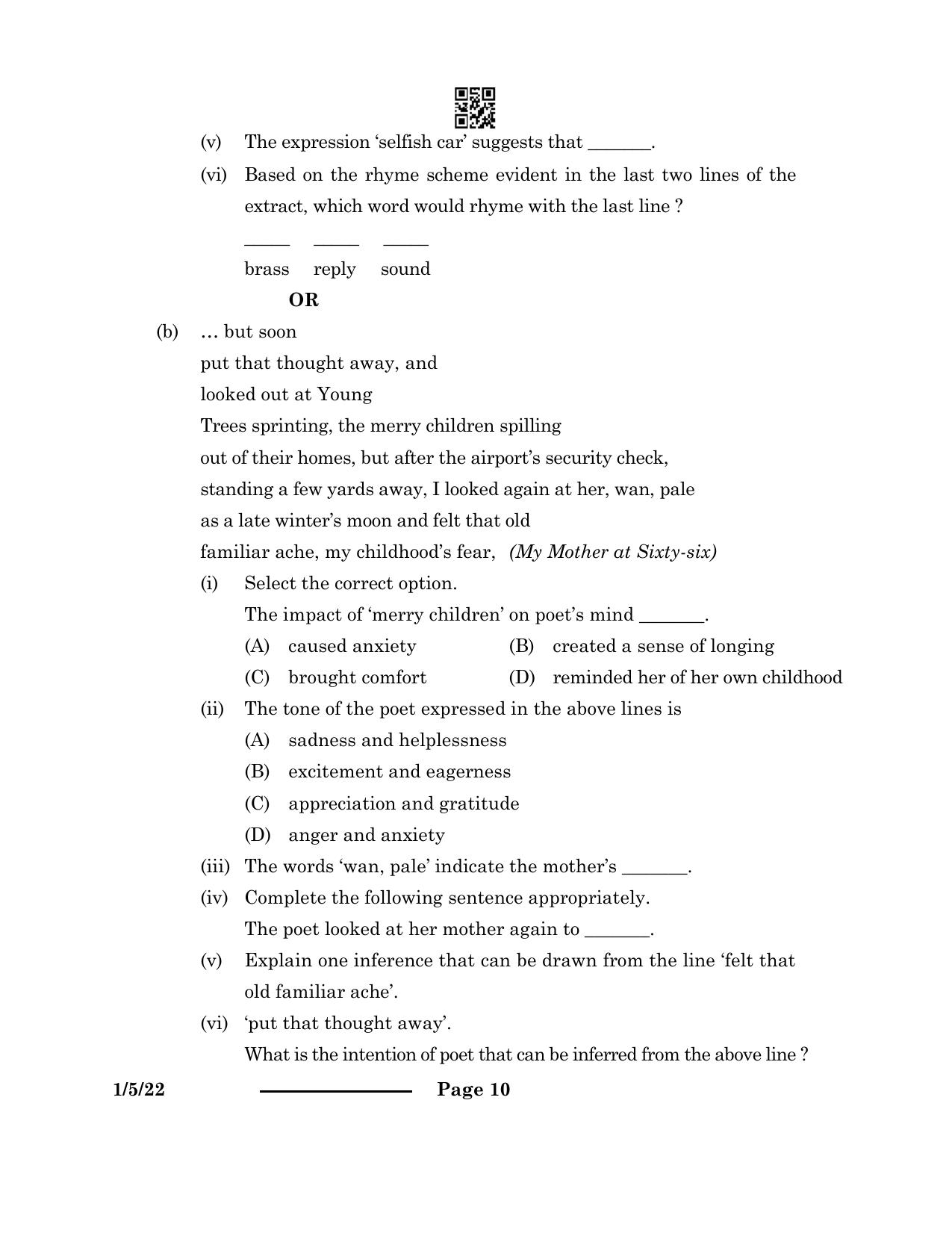 CBSE Class 12 1-5-2 English Core 2024 Question Paper - Page 10