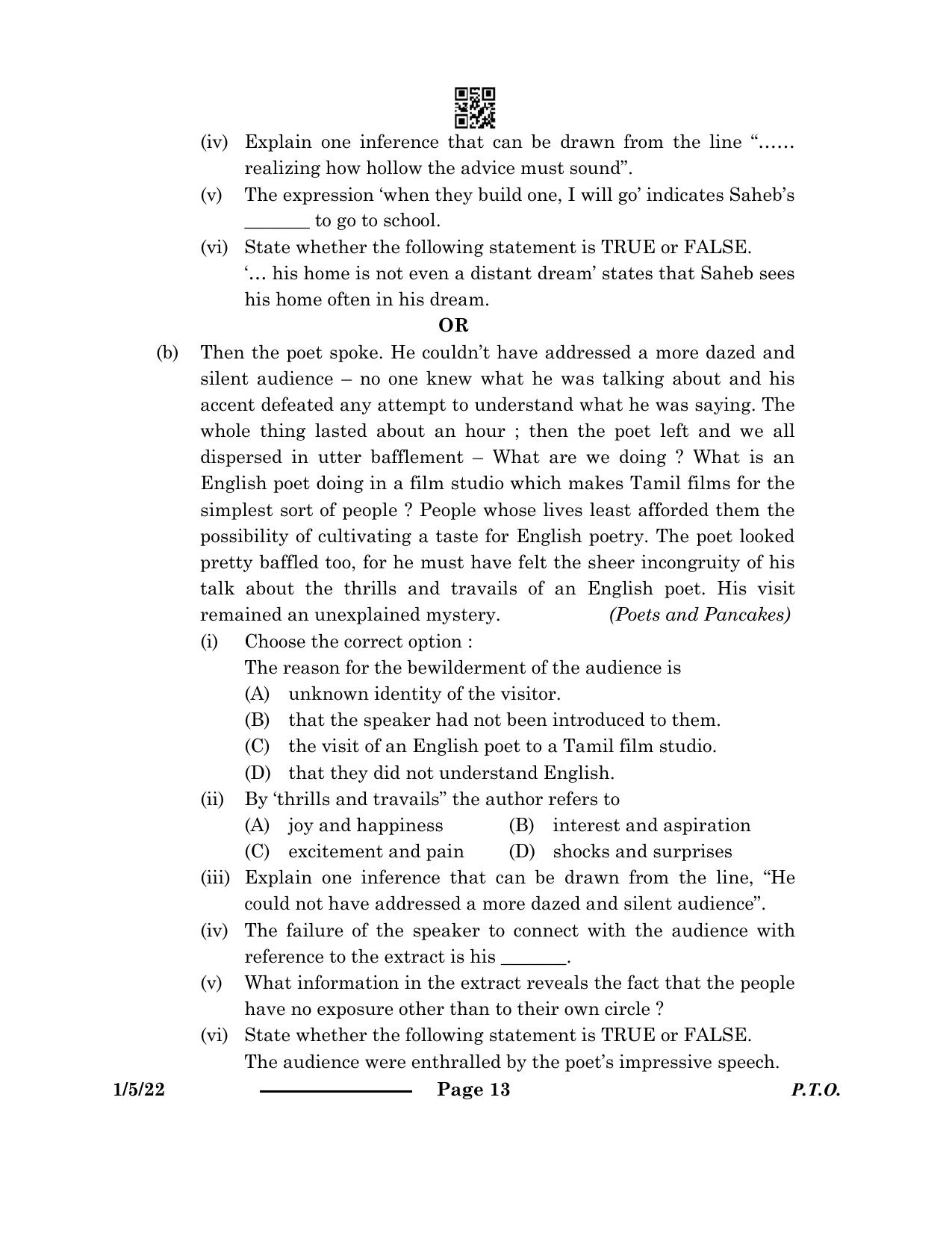 CBSE Class 12 1-5-2 English Core 2024 Question Paper - Page 13