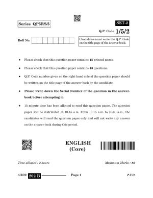 CBSE Class 12 1-5-2 English Core 2024 Question Paper