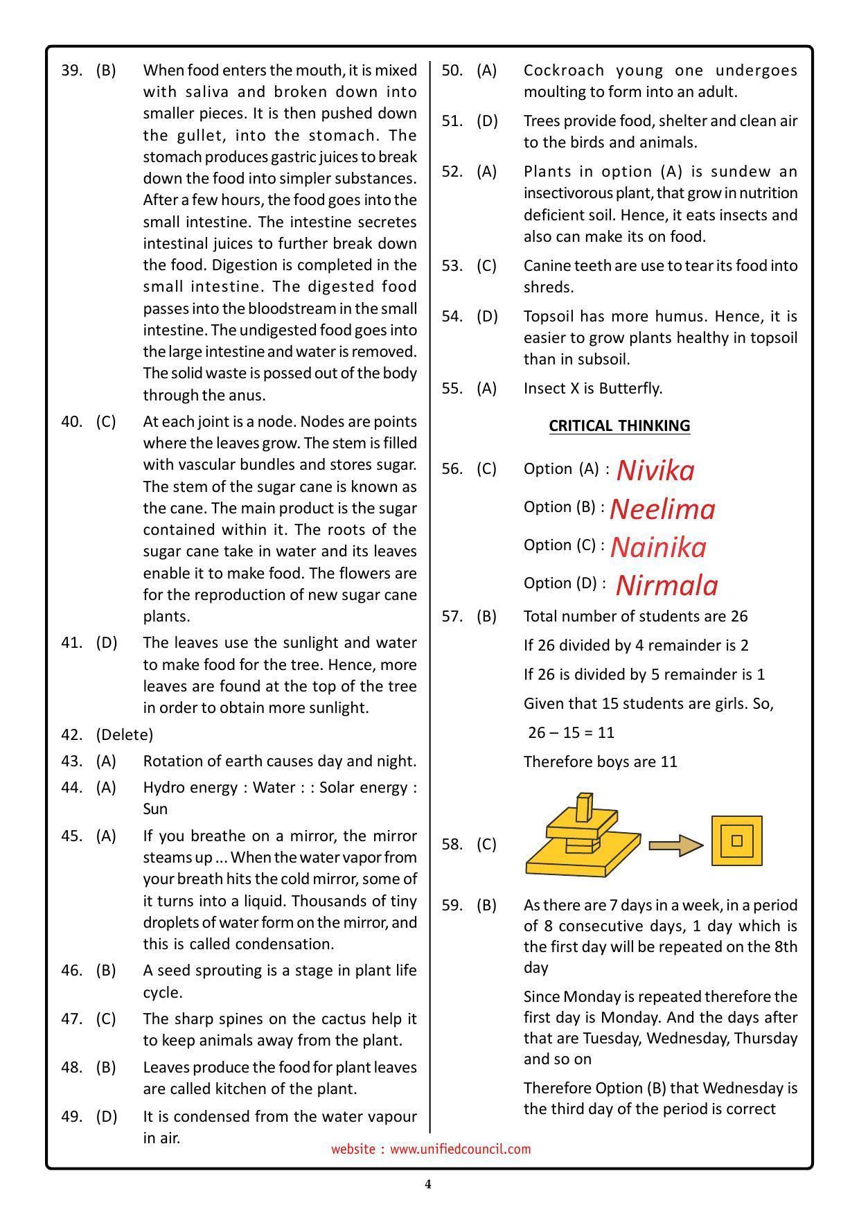 NSTSE 2023 Class 4 Answer Key (Paper Code 489) - Page 4
