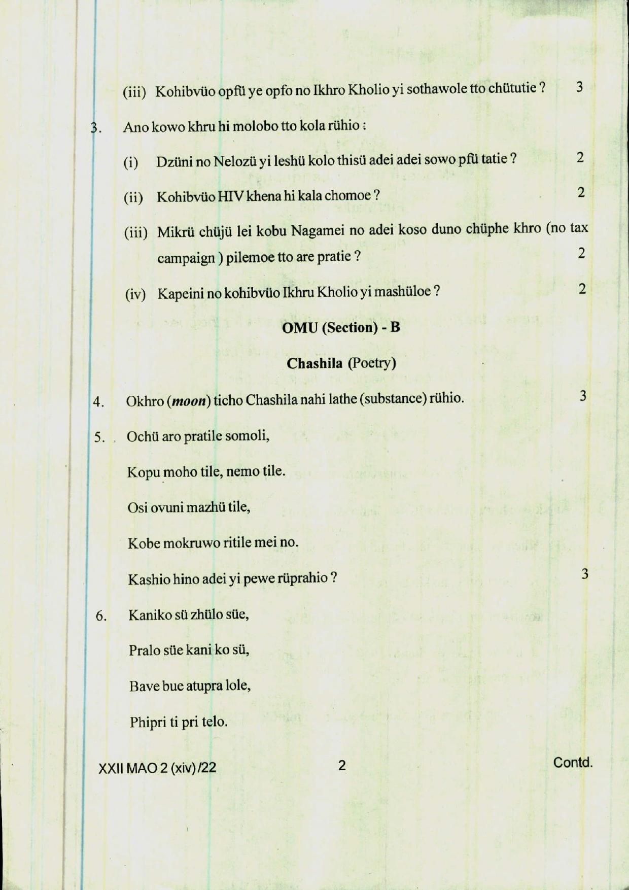 COHSEM 12th Question Papers 2022 Mao-La (M.I.L) - Page 2