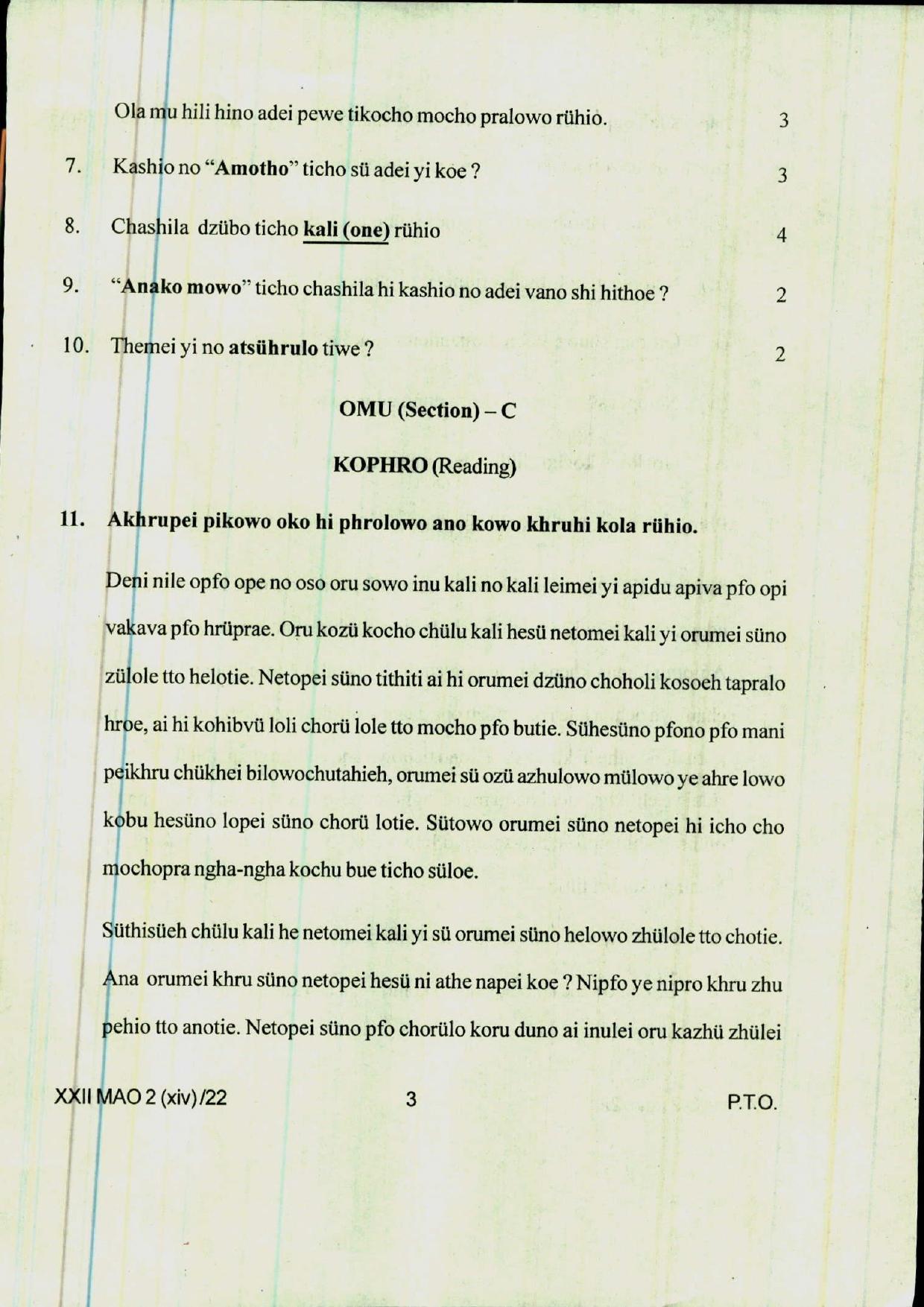 COHSEM 12th Question Papers 2022 Mao-La (M.I.L) - Page 3