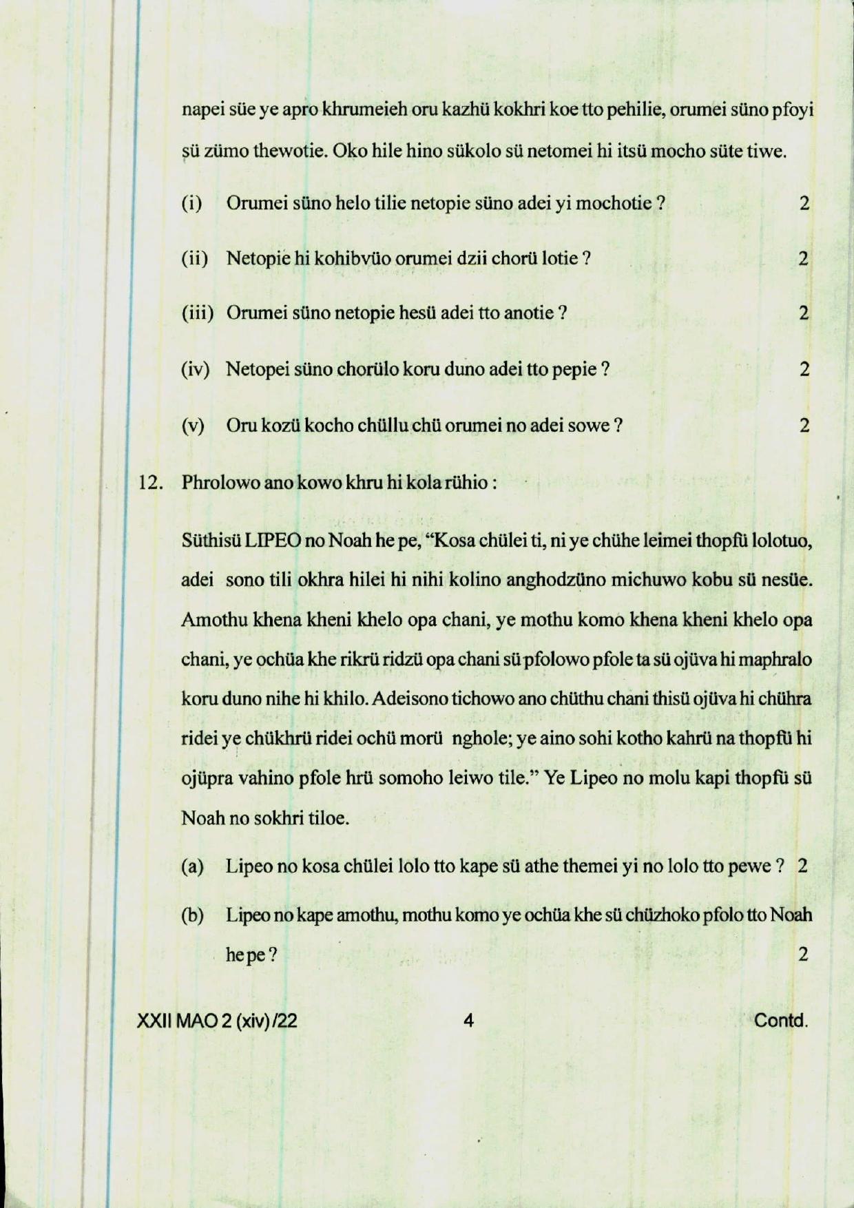 COHSEM 12th Question Papers 2022 Mao-La (M.I.L) - Page 4