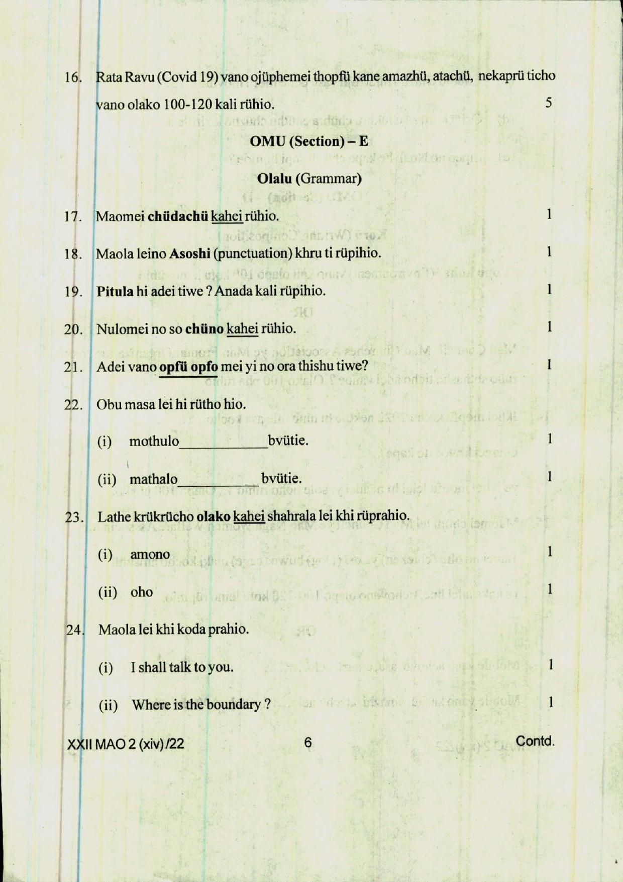 COHSEM 12th Question Papers 2022 Mao-La (M.I.L) - Page 6