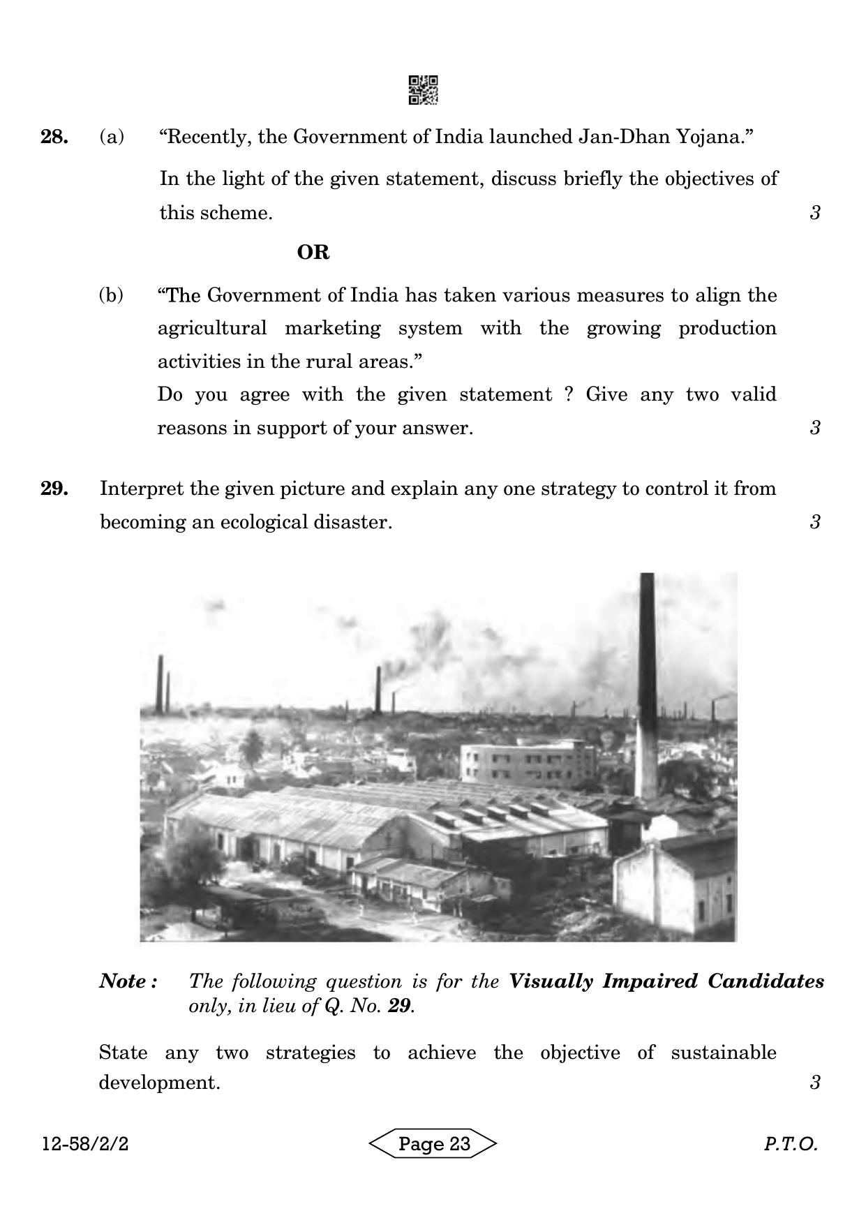 CBSE Class 12 58-2-2 Economics 2024 Question Paper - Page 23