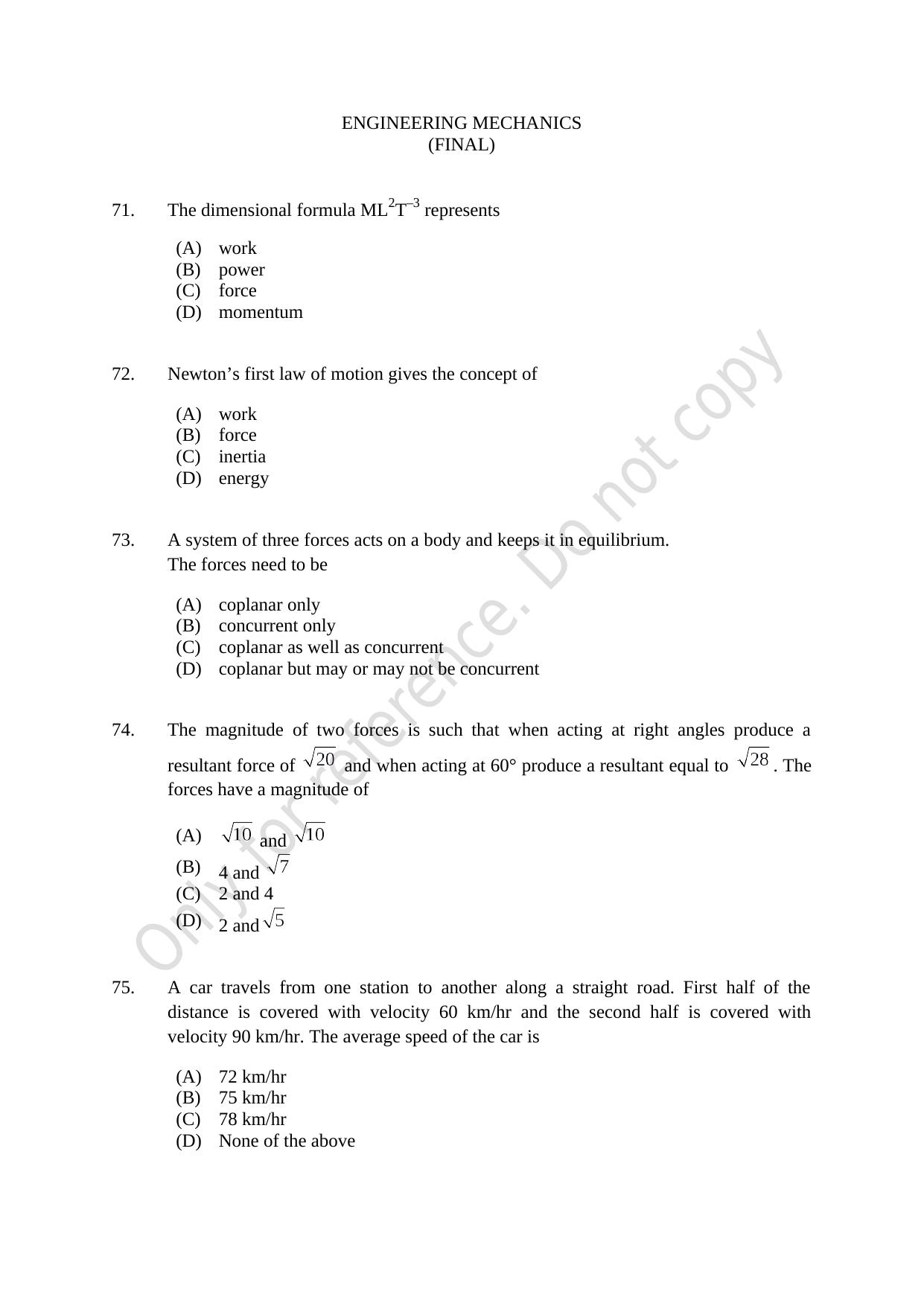 CUSAT CAT 2021 Lateral Entry To B.Tech Question Paper - Page 19