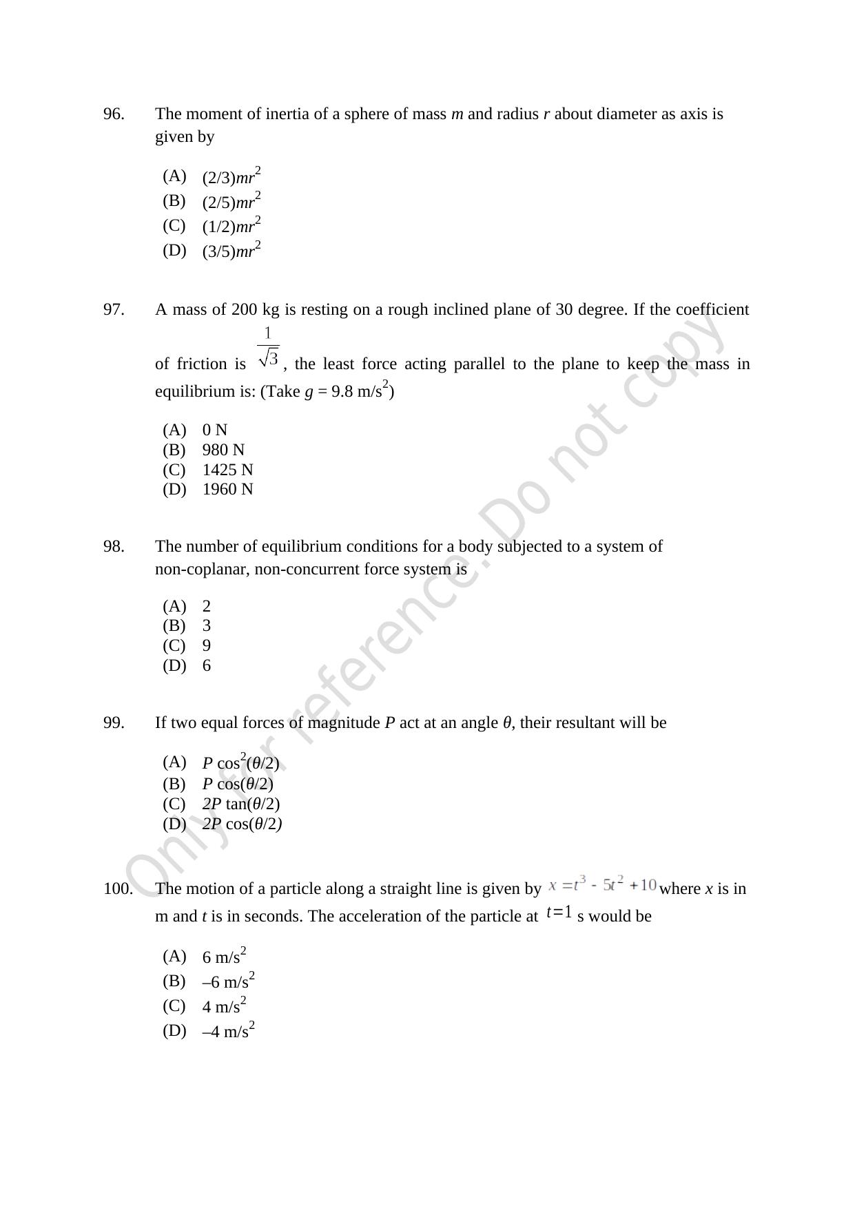CUSAT CAT 2021 Lateral Entry To B.Tech Question Paper - Page 24