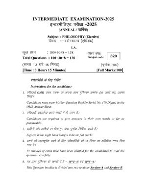 Bihar Board (BSEB) Class XII: 320- PHILOSOHPHY 2025 Model Question Paper