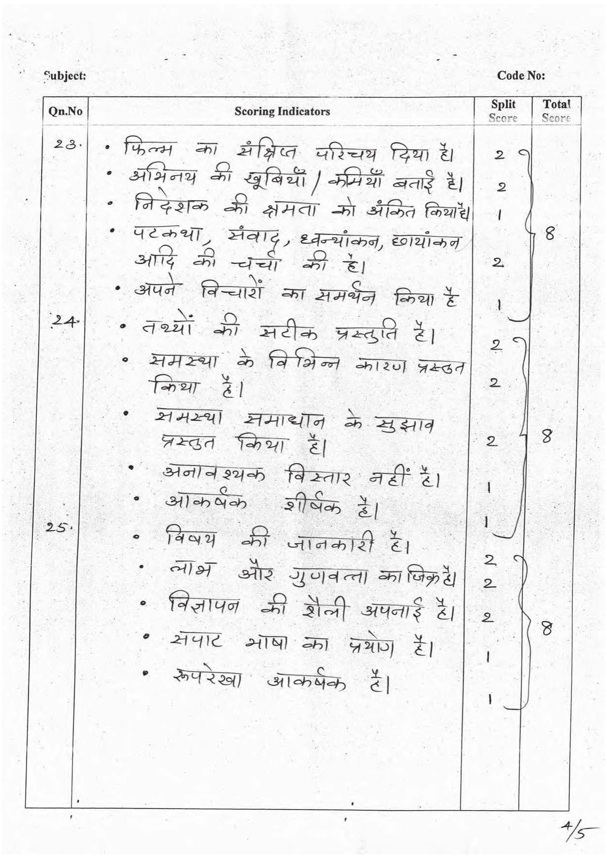 Kerala Plus One 2016 Hindi Answer Key - Page 4