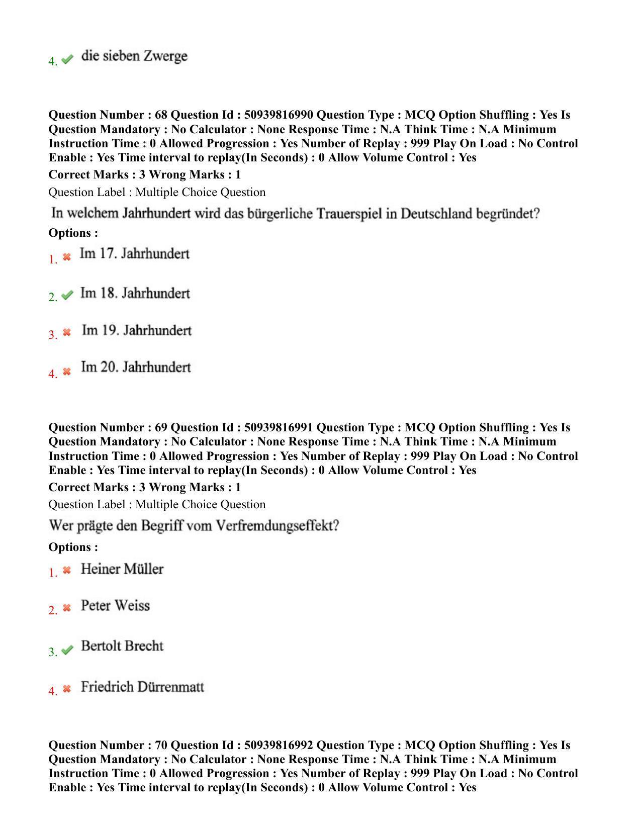 BHU RET German 2020 Question Paper  - Page 40