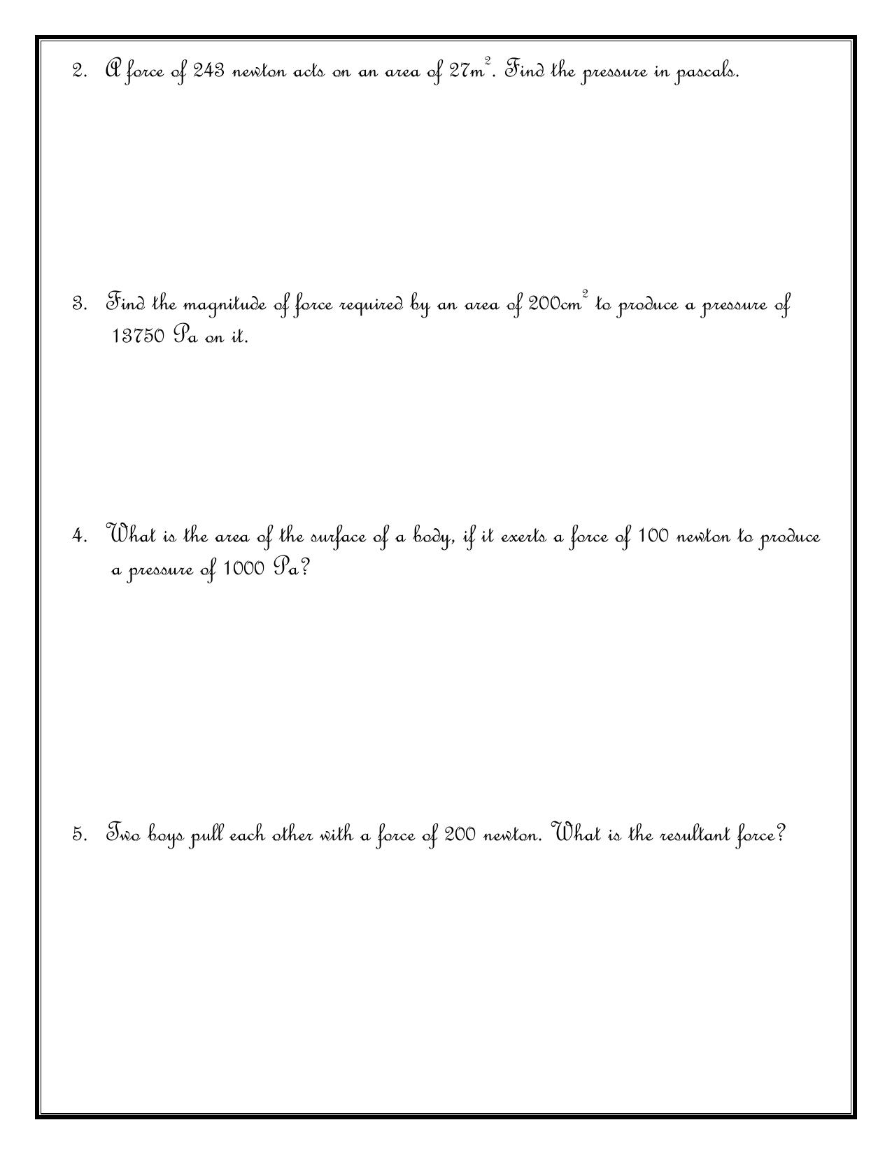CBSE Worksheets for Class 6 Physics Force and Pressure Assignment 3 - Page 2