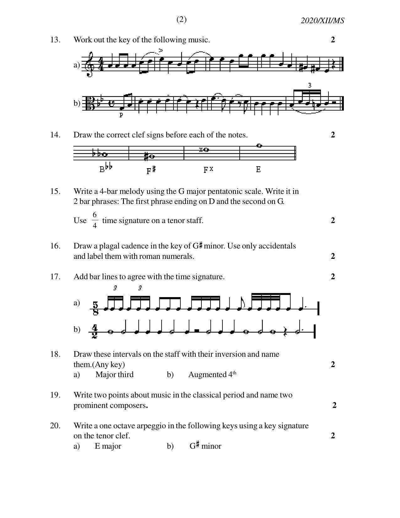 Nagaland Board Class 12 MUSIC 2020 Question Papers - Page 2