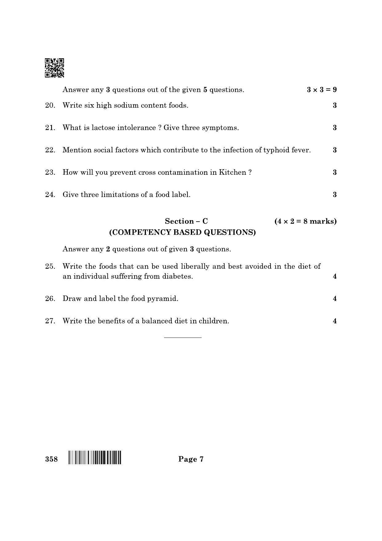 CBSE Class 12 358 Food Nutrition & Dietetics 2022 Question Paper - Page 7