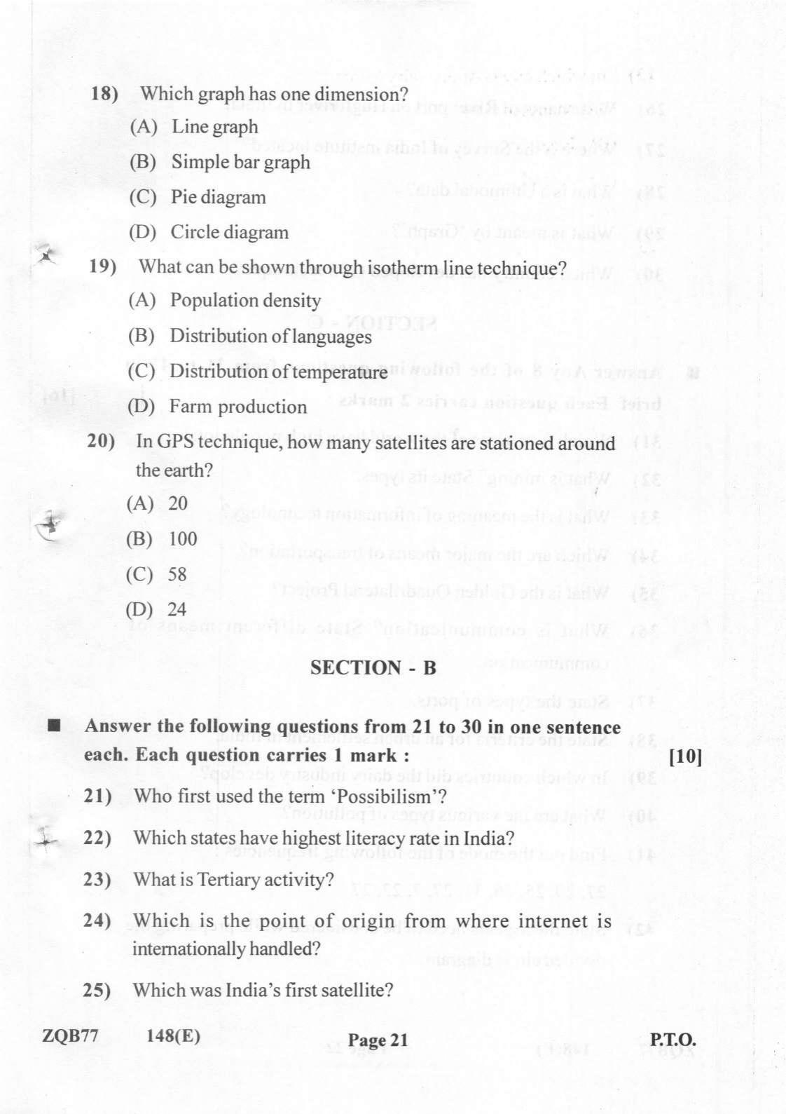 Gujarat Board Class 12th Question Paper 2022: (GHE) Geography - Page 21