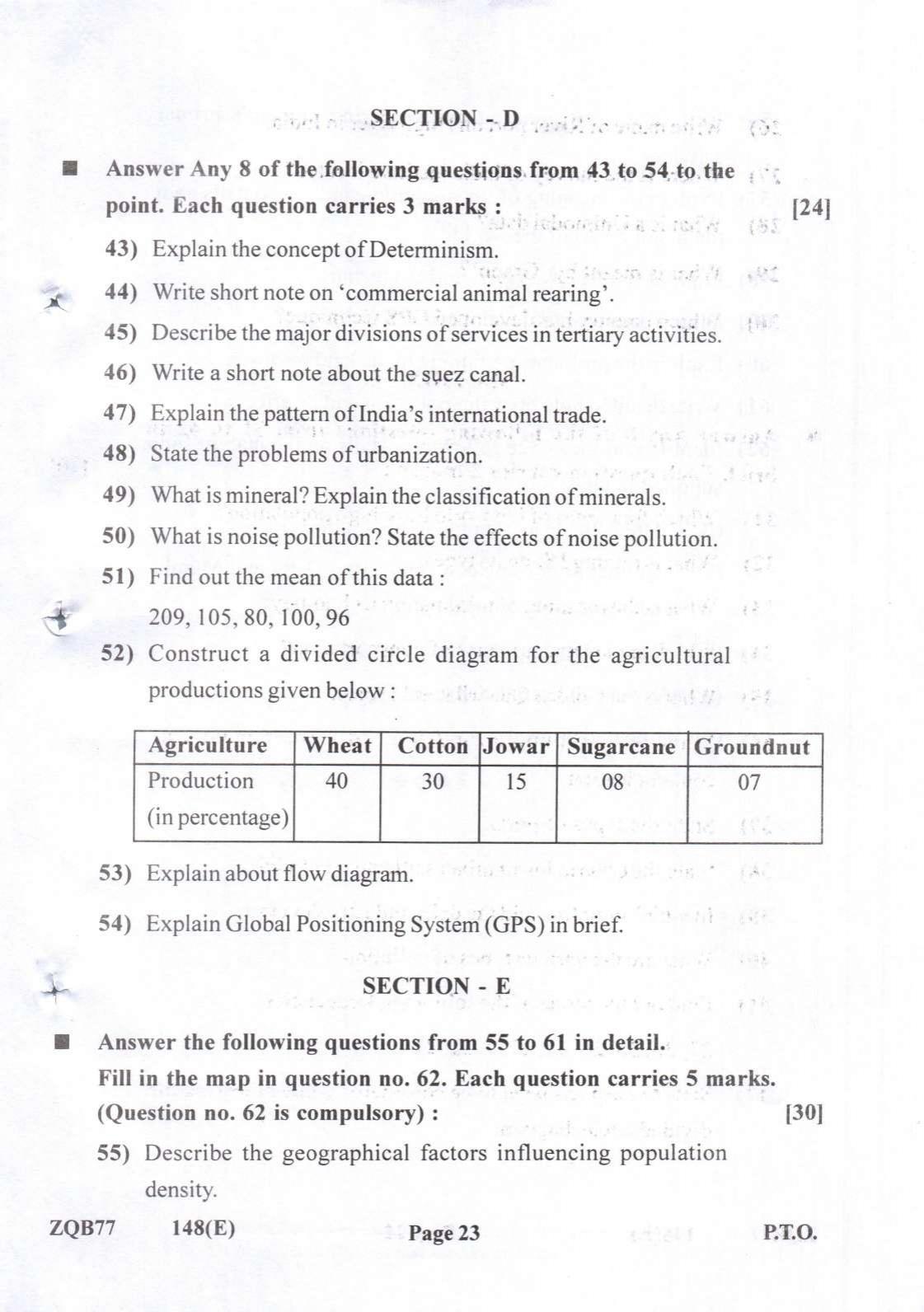 Gujarat Board Class 12th Question Paper 2022: (GHE) Geography - Page 23