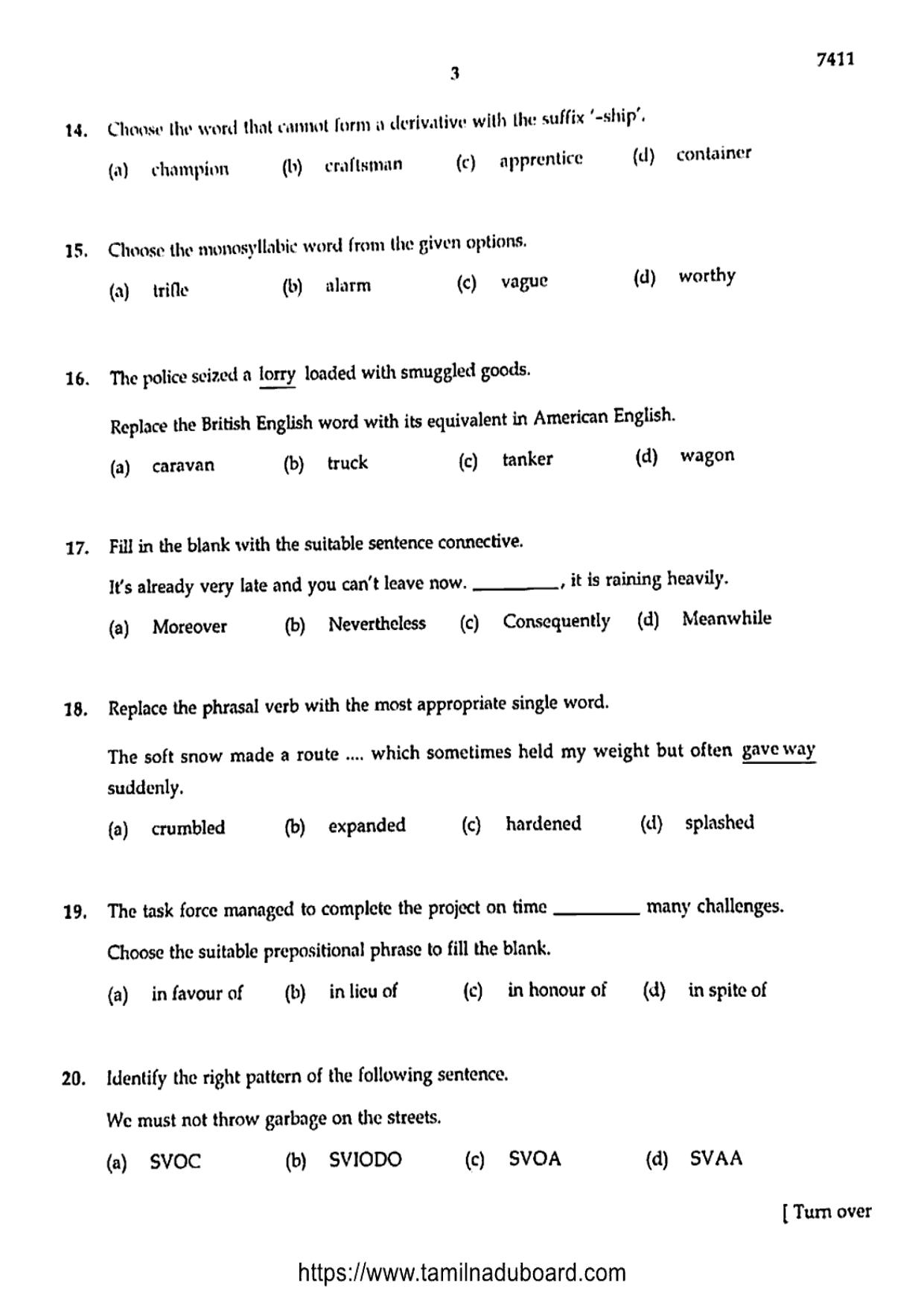 TN Class 12 2024 English Question Papers - Page 3