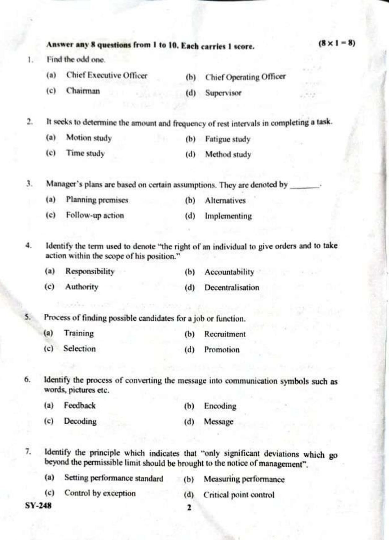 Kerala Plus Two 2023 Business Studies Model Question Paper - Page 2
