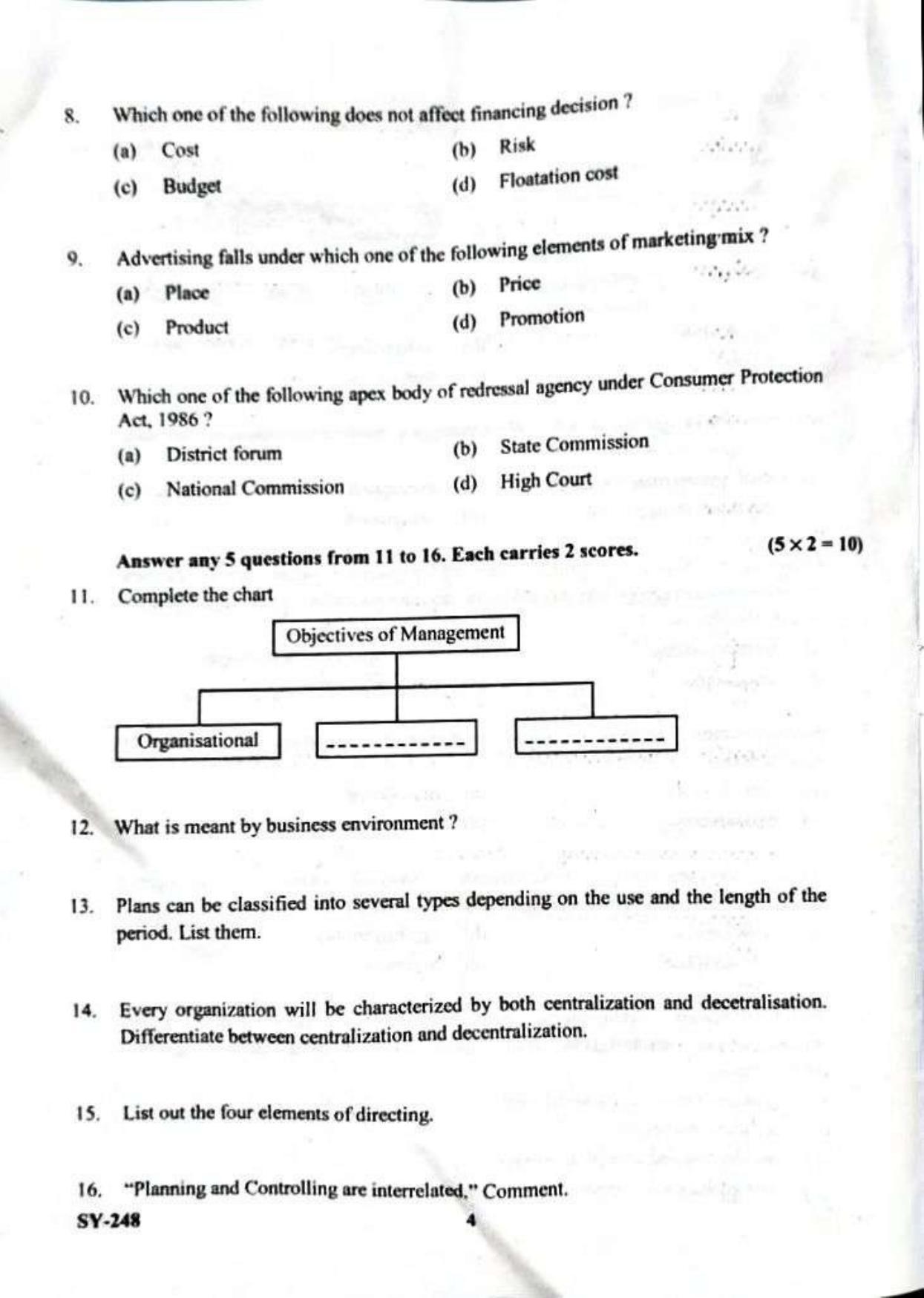 Kerala Plus Two 2023 Business Studies Model Question Paper - Page 4