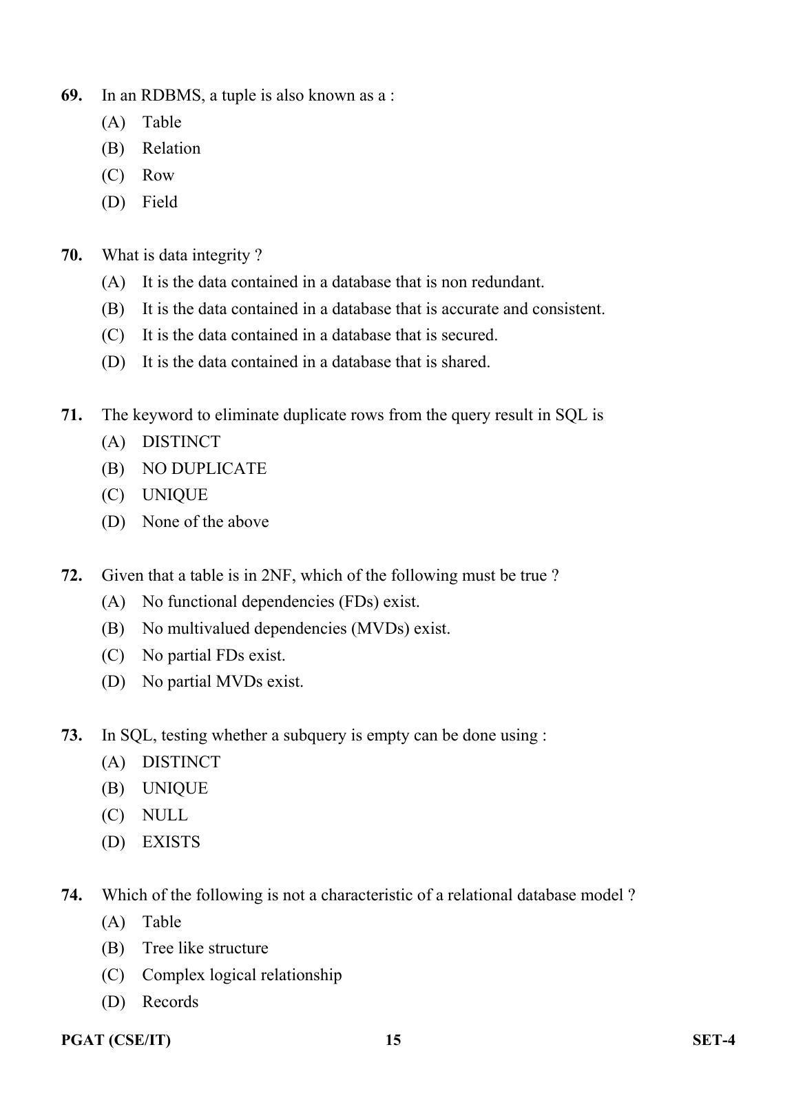 OJEE PGAT 2013 CSE IT SET 4 Question Paper - Page 14