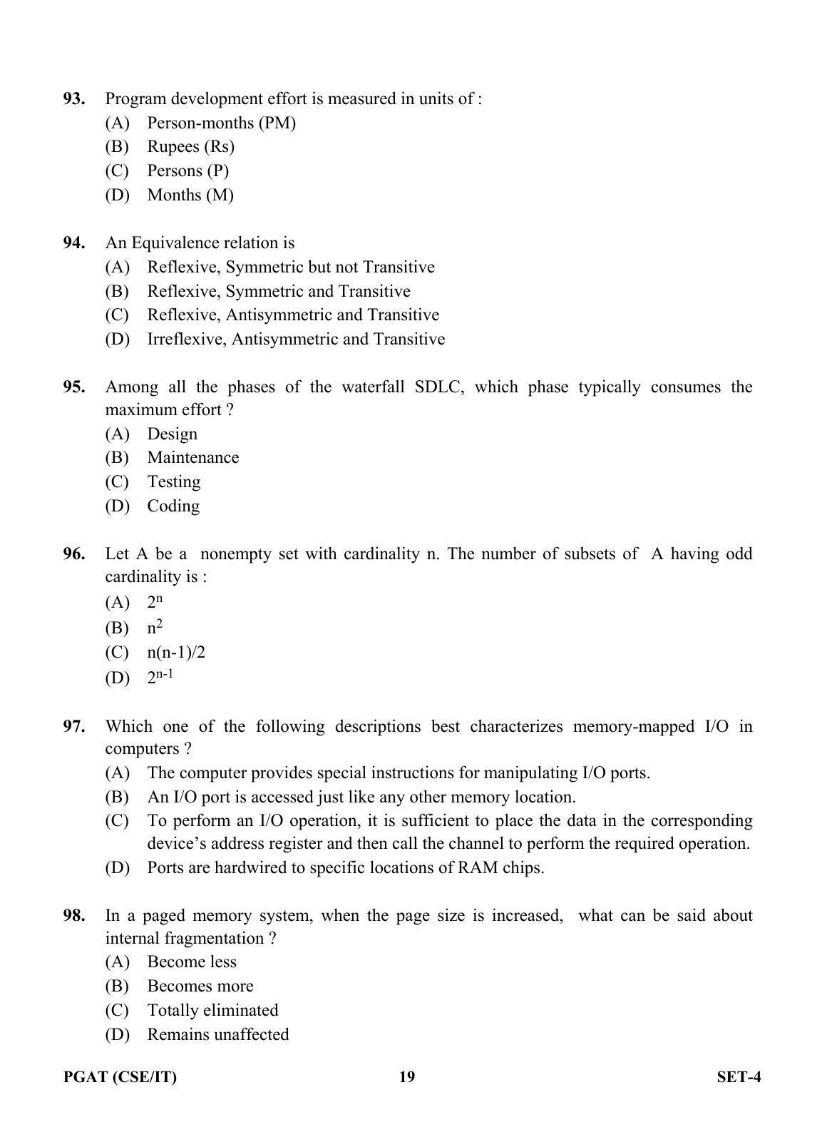 OJEE PGAT 2013 CSE IT SET 4 Question Paper - Page 18