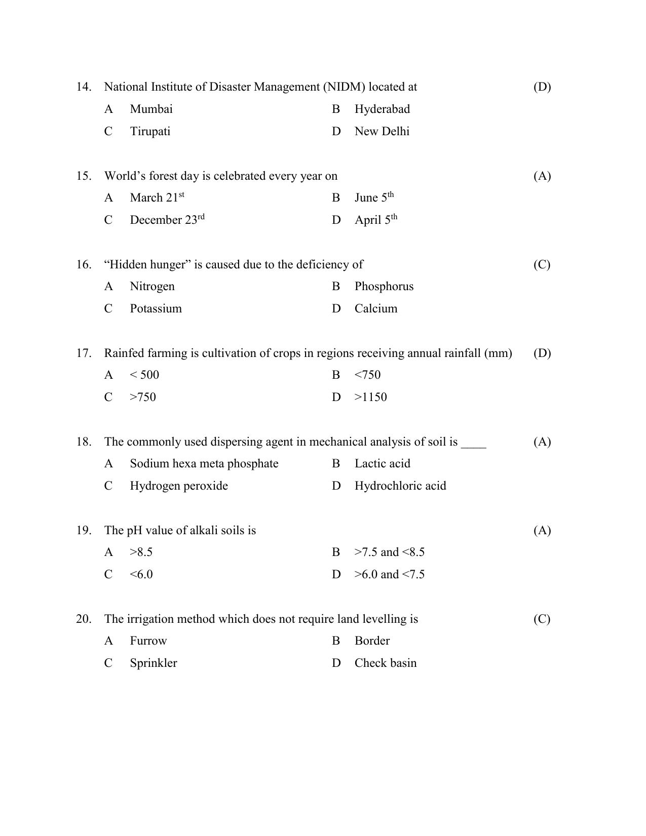 TS AGRICET 2022 Agricultural Engineering PAPER WITH KEY  - Page 3