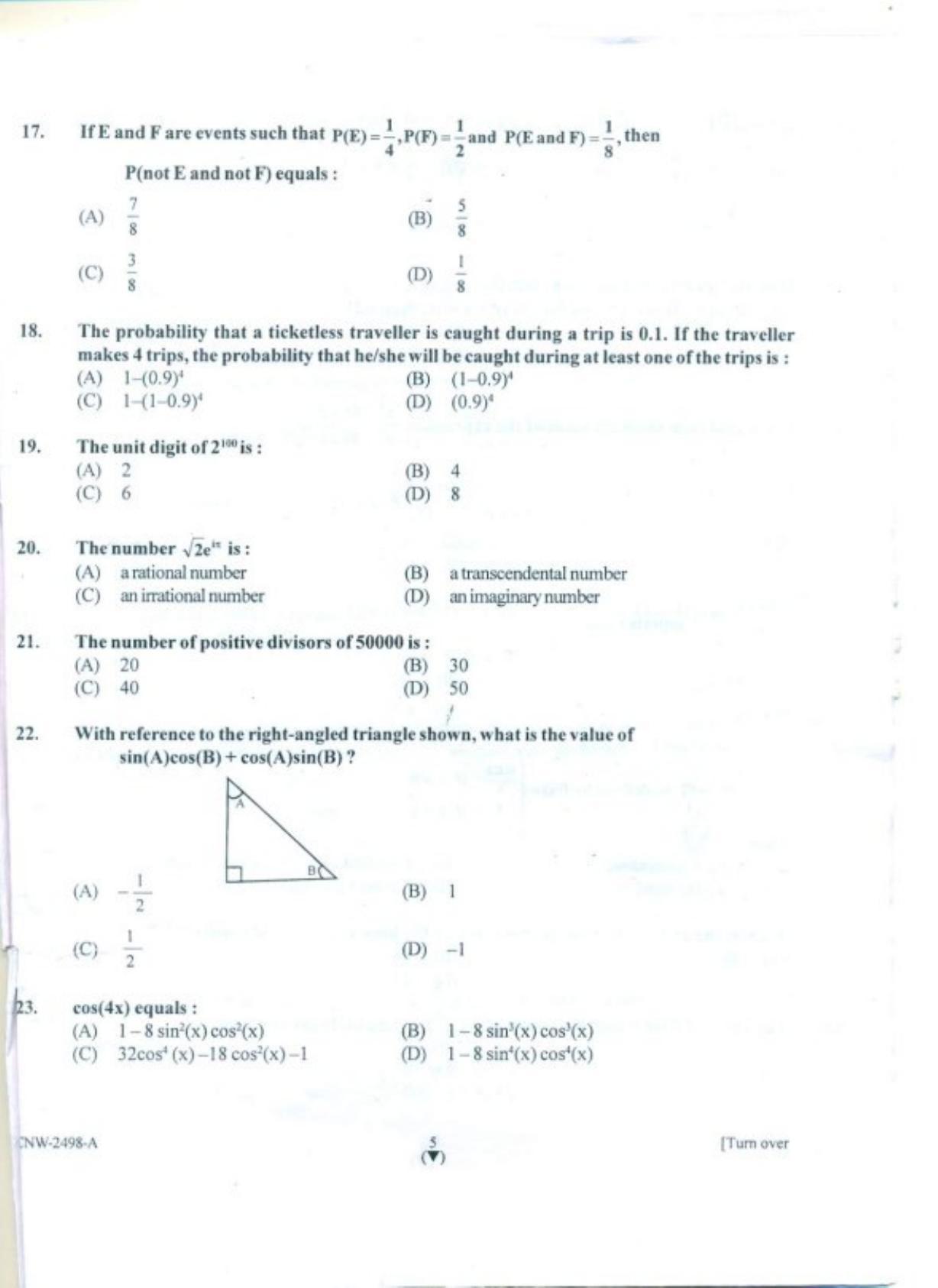 PU CET PG 2018 MCA Question Paper - Page 4