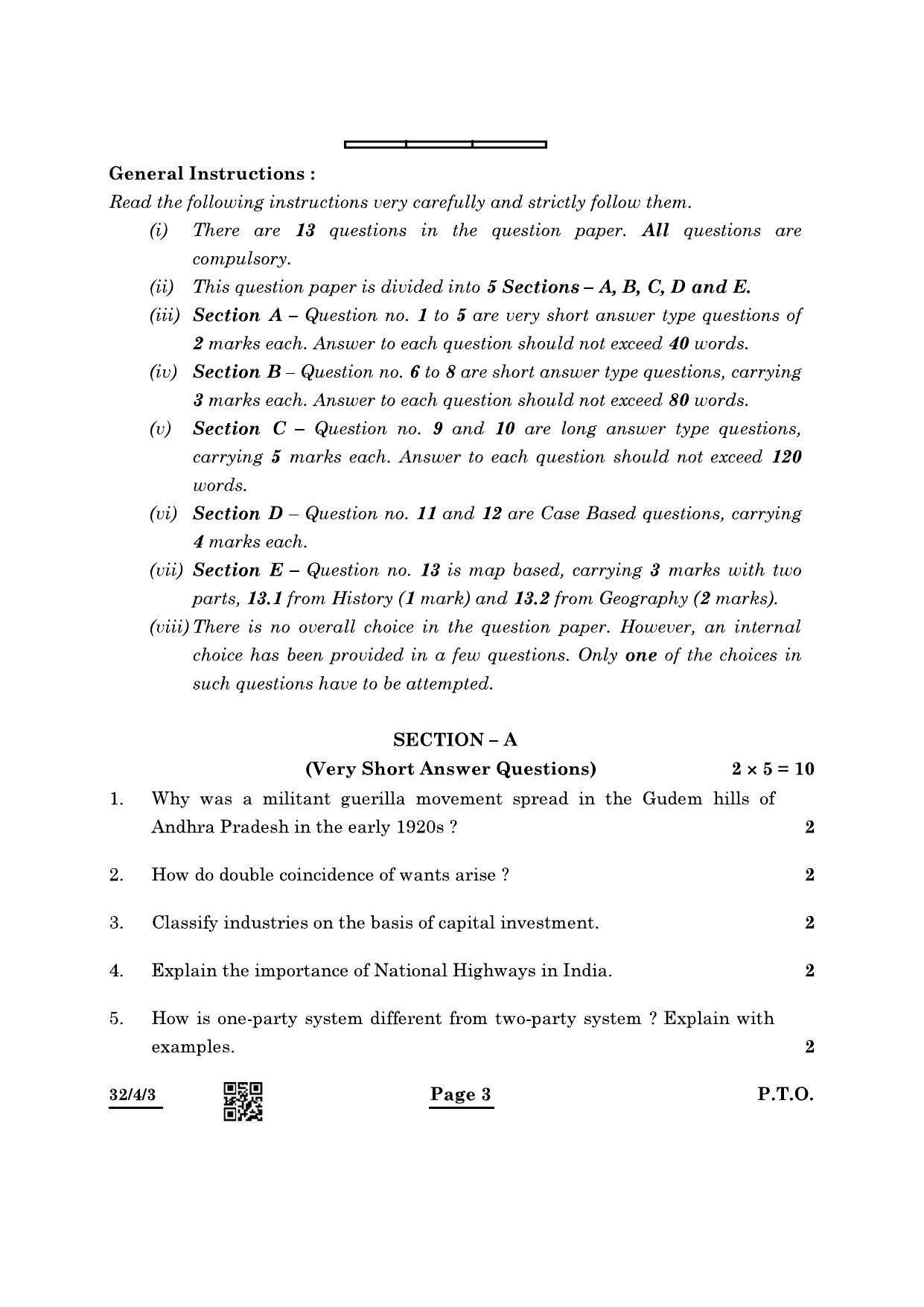 CBSE Class 10 32-4-3 Social Science 2022 Question Paper - Page 3