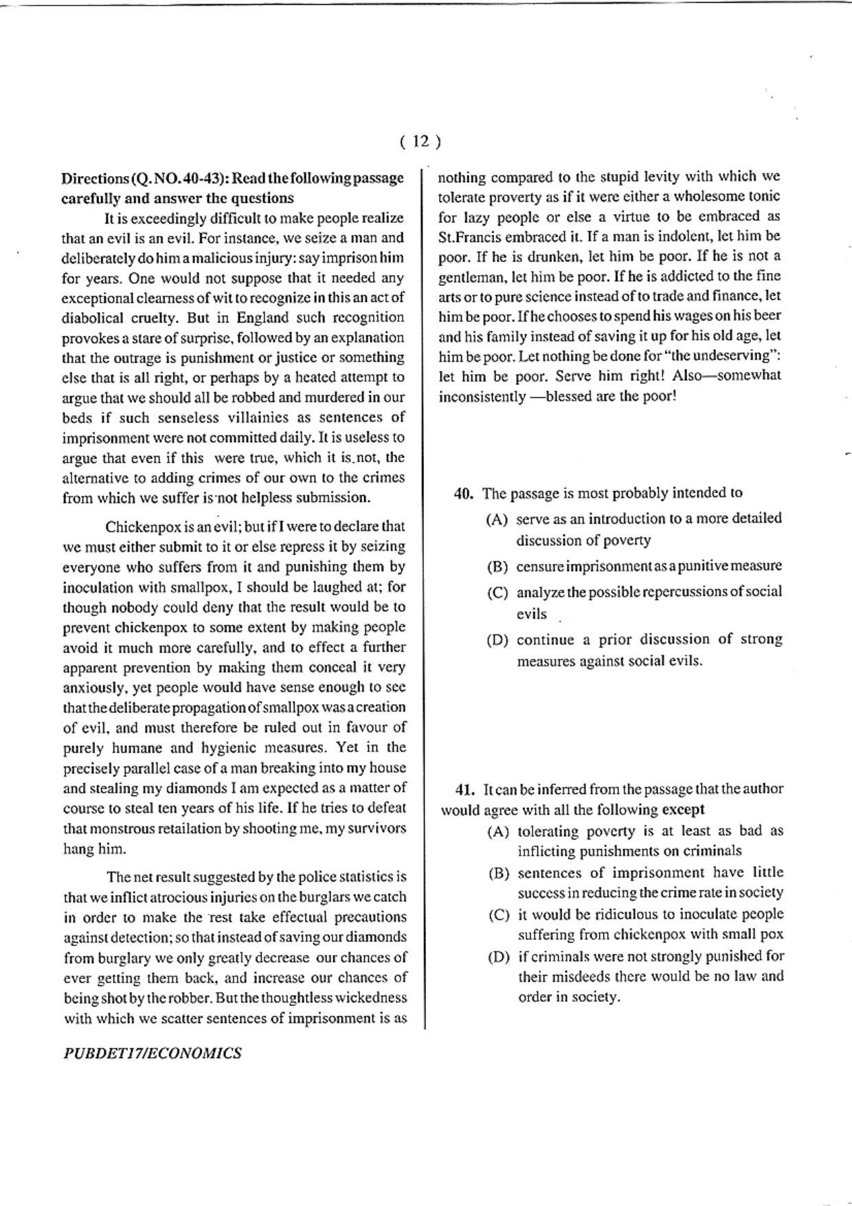 PUBDET 2017 Economics Question Paper - Page 12