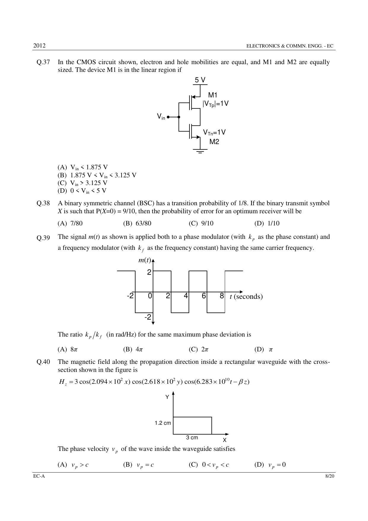 GATE 2012 Electronics and Communication Engineering (EC) Question Paper with Answer Key - Page 8