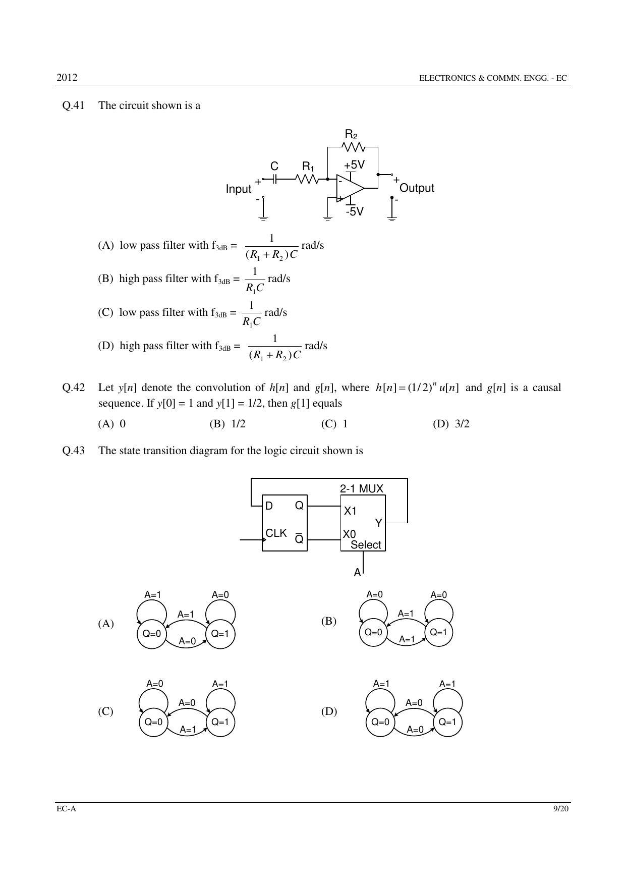 GATE 2012 Electronics and Communication Engineering (EC) Question Paper with Answer Key - Page 9
