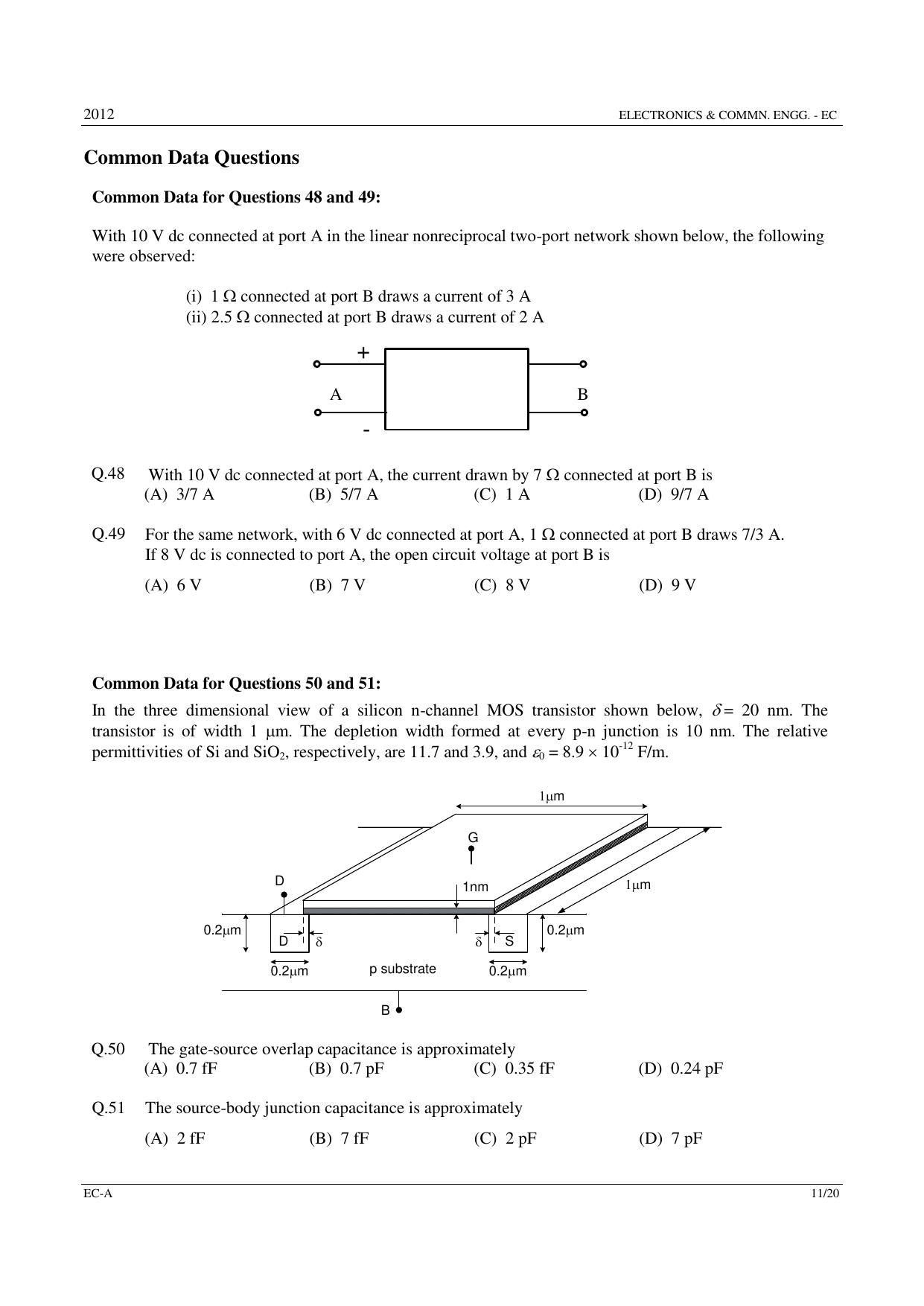 GATE 2012 Electronics and Communication Engineering (EC) Question Paper with Answer Key - Page 11