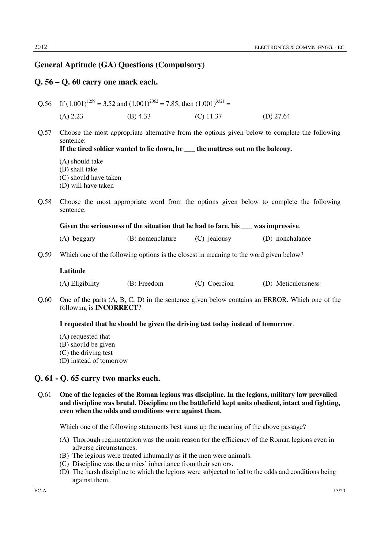 GATE 2012 Electronics and Communication Engineering (EC) Question Paper with Answer Key - Page 13