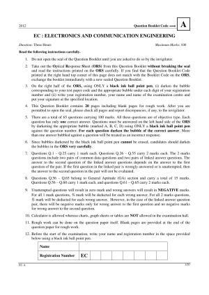 GATE 2012 Electronics and Communication Engineering (EC) Question Paper with Answer Key