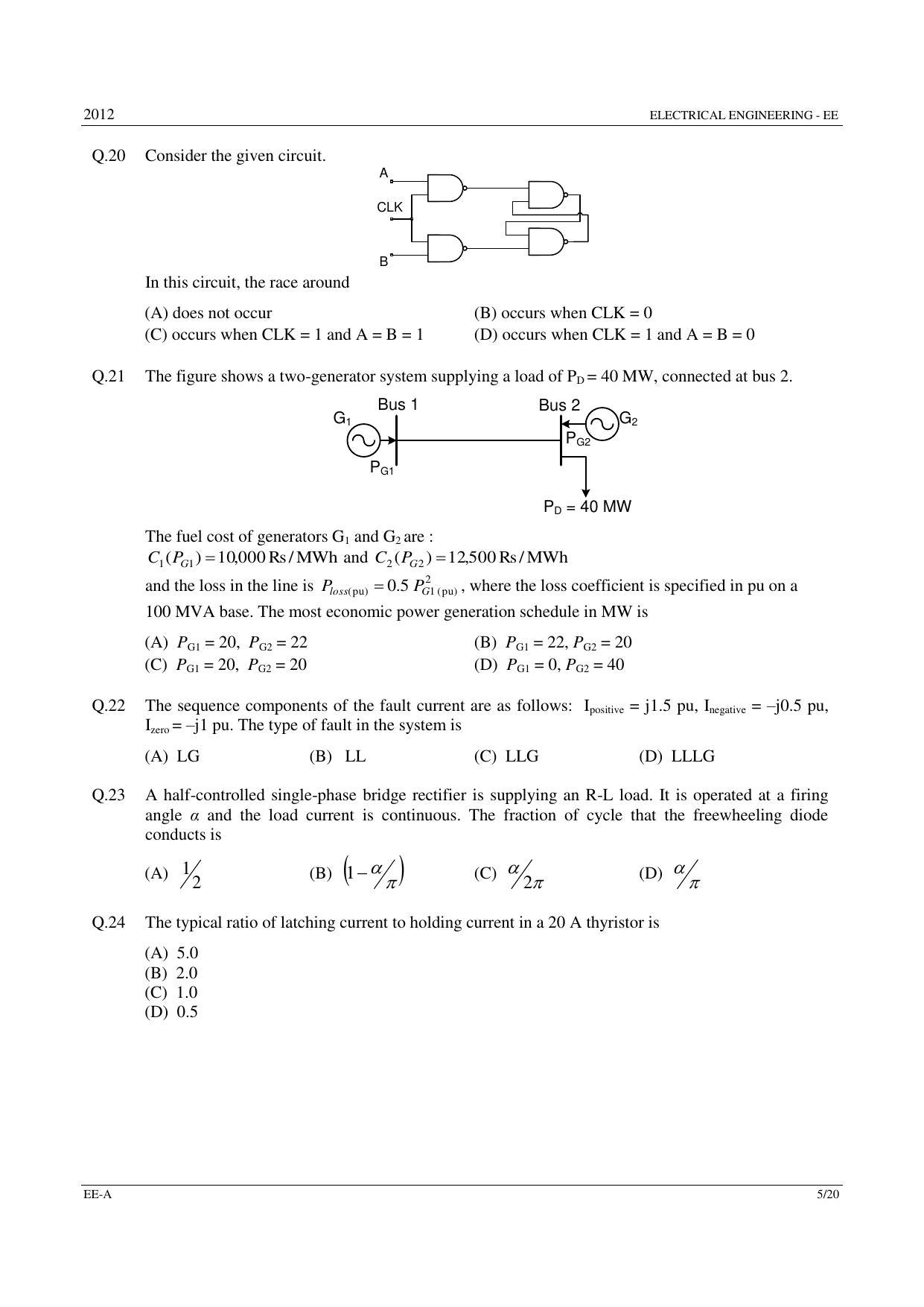 GATE 2012 Electrical Engineering (EE) Question Paper with Answer Key - Page 5
