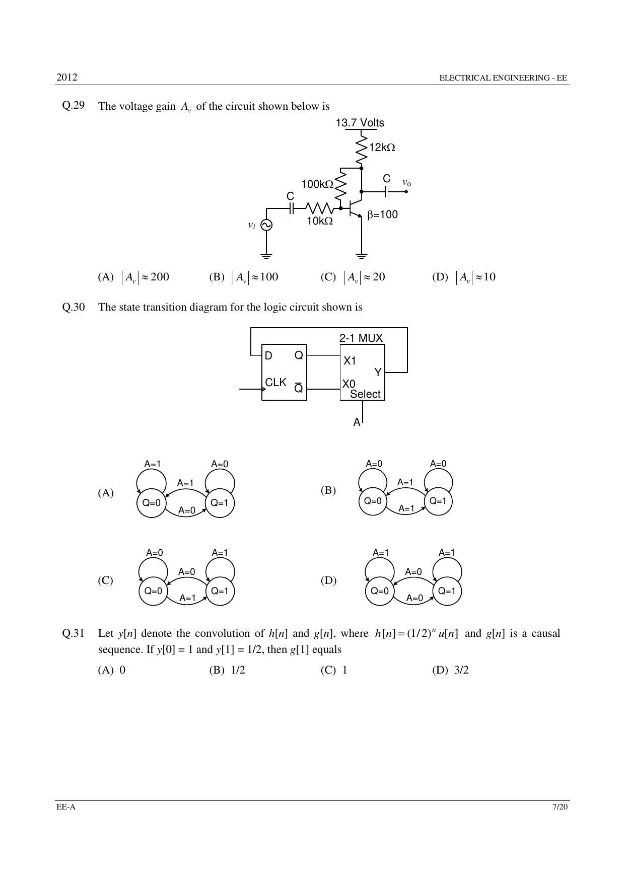GATE 2012 Electrical Engineering (EE) Question Paper with Answer Key - Page 7
