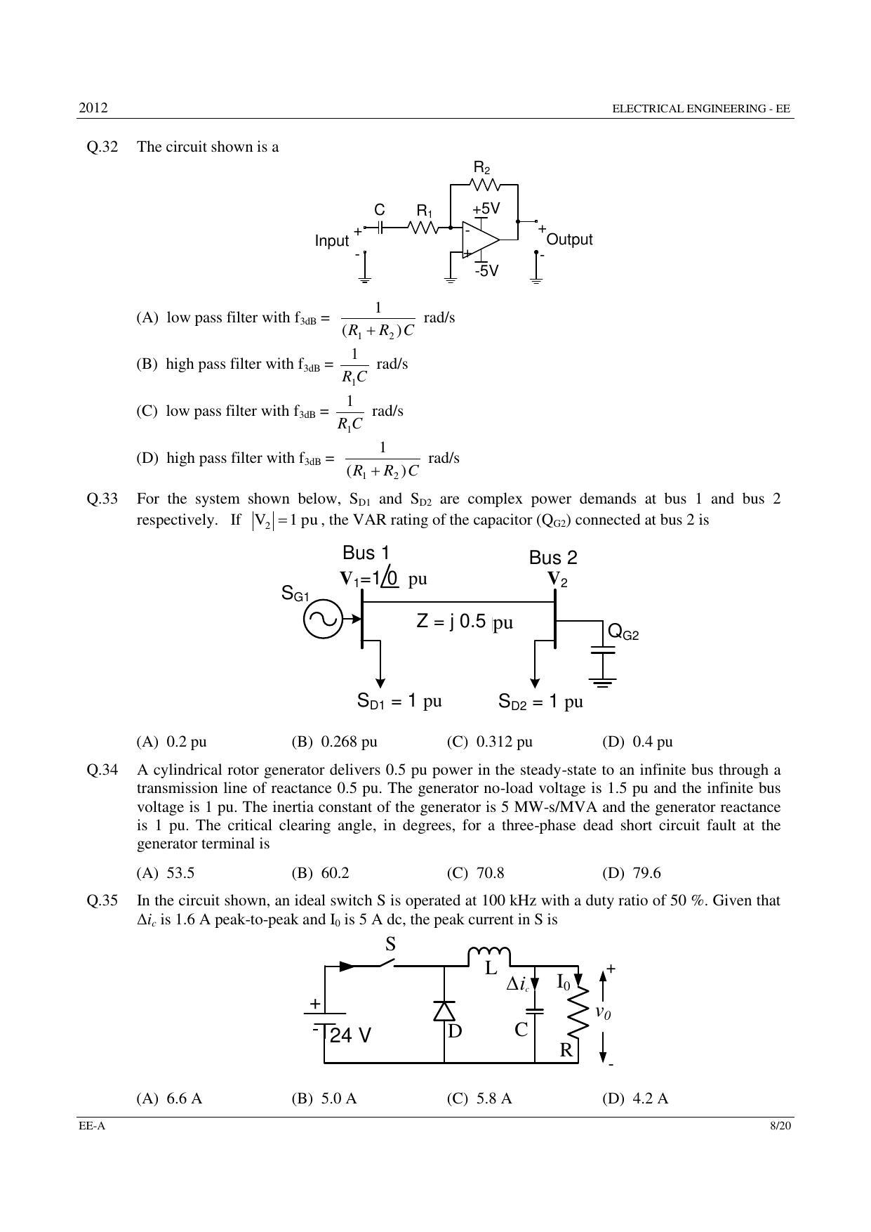 GATE 2012 Electrical Engineering (EE) Question Paper with Answer Key - Page 8