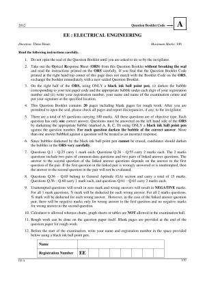 GATE 2012 Electrical Engineering (EE) Question Paper with Answer Key
