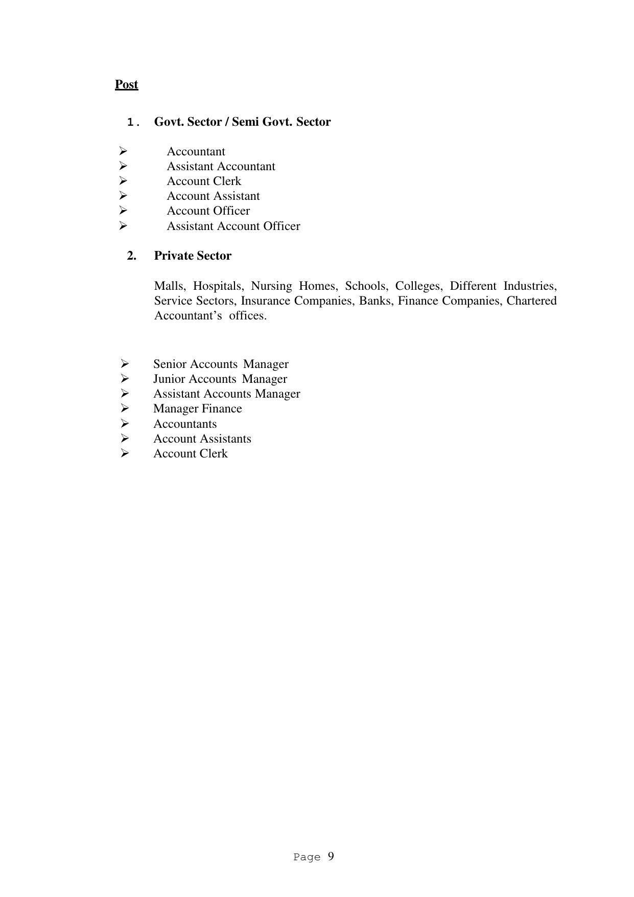 SYLLABUS FOR FIRST SEMESTER SESSION (2020-2021) - TWO SEMESTER POST GRADUATE DIPLOMA COURSE IN ACCOUNTANCY(WITH COMPUTERISED ACCOUNTS & TAXATION) - Page 9