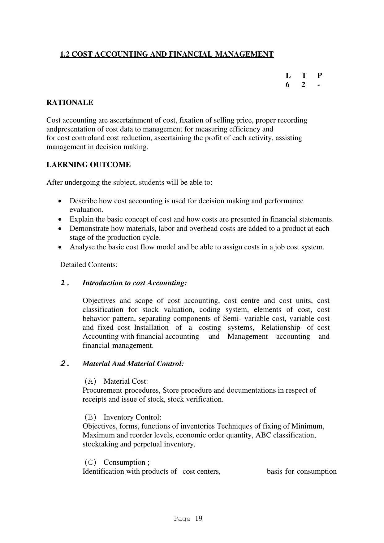 SYLLABUS FOR FIRST SEMESTER SESSION (2020-2021) - TWO SEMESTER POST GRADUATE DIPLOMA COURSE IN ACCOUNTANCY(WITH COMPUTERISED ACCOUNTS & TAXATION) - Page 19