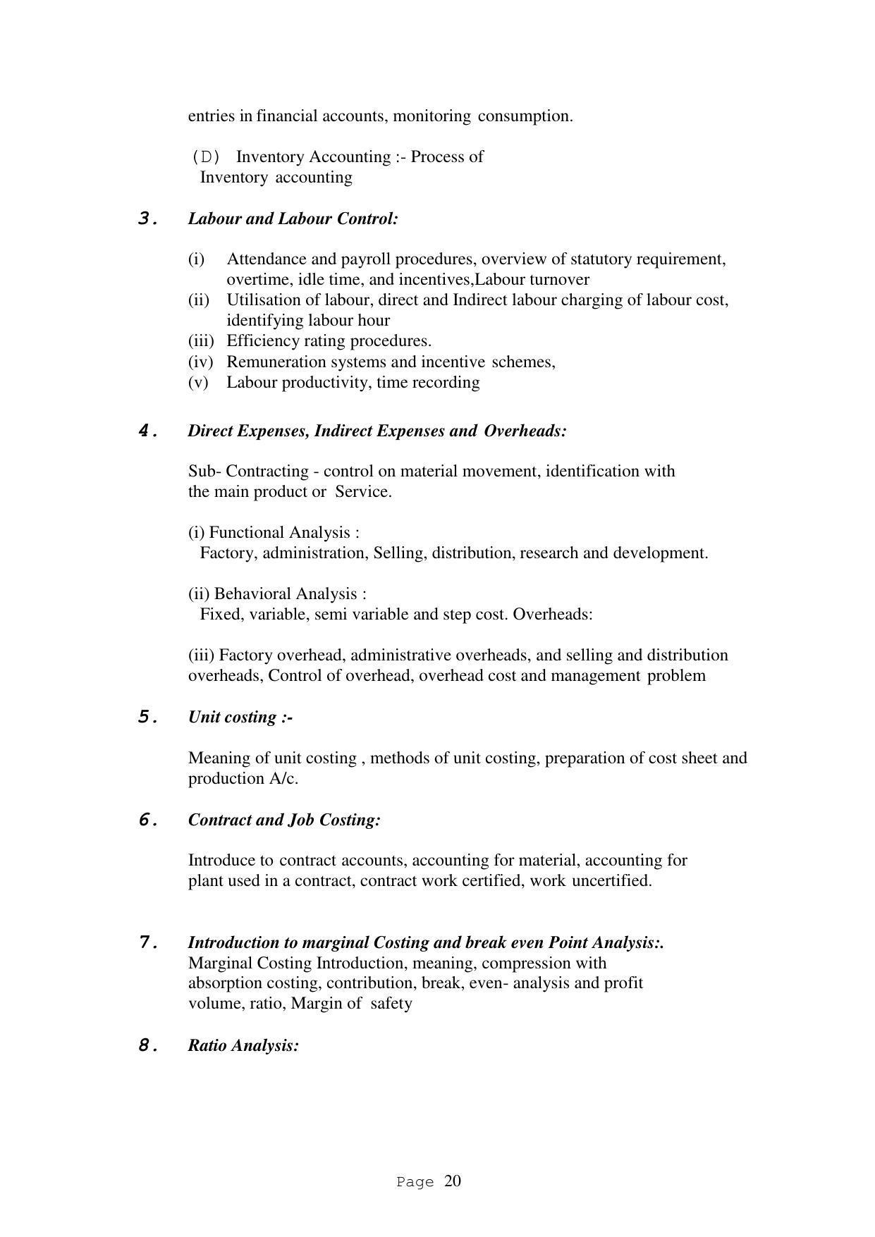 SYLLABUS FOR FIRST SEMESTER SESSION (2020-2021) - TWO SEMESTER POST GRADUATE DIPLOMA COURSE IN ACCOUNTANCY(WITH COMPUTERISED ACCOUNTS & TAXATION) - Page 20