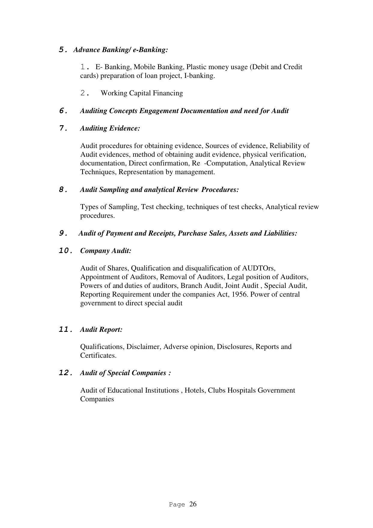 SYLLABUS FOR FIRST SEMESTER SESSION (2020-2021) - TWO SEMESTER POST GRADUATE DIPLOMA COURSE IN ACCOUNTANCY(WITH COMPUTERISED ACCOUNTS & TAXATION) - Page 26