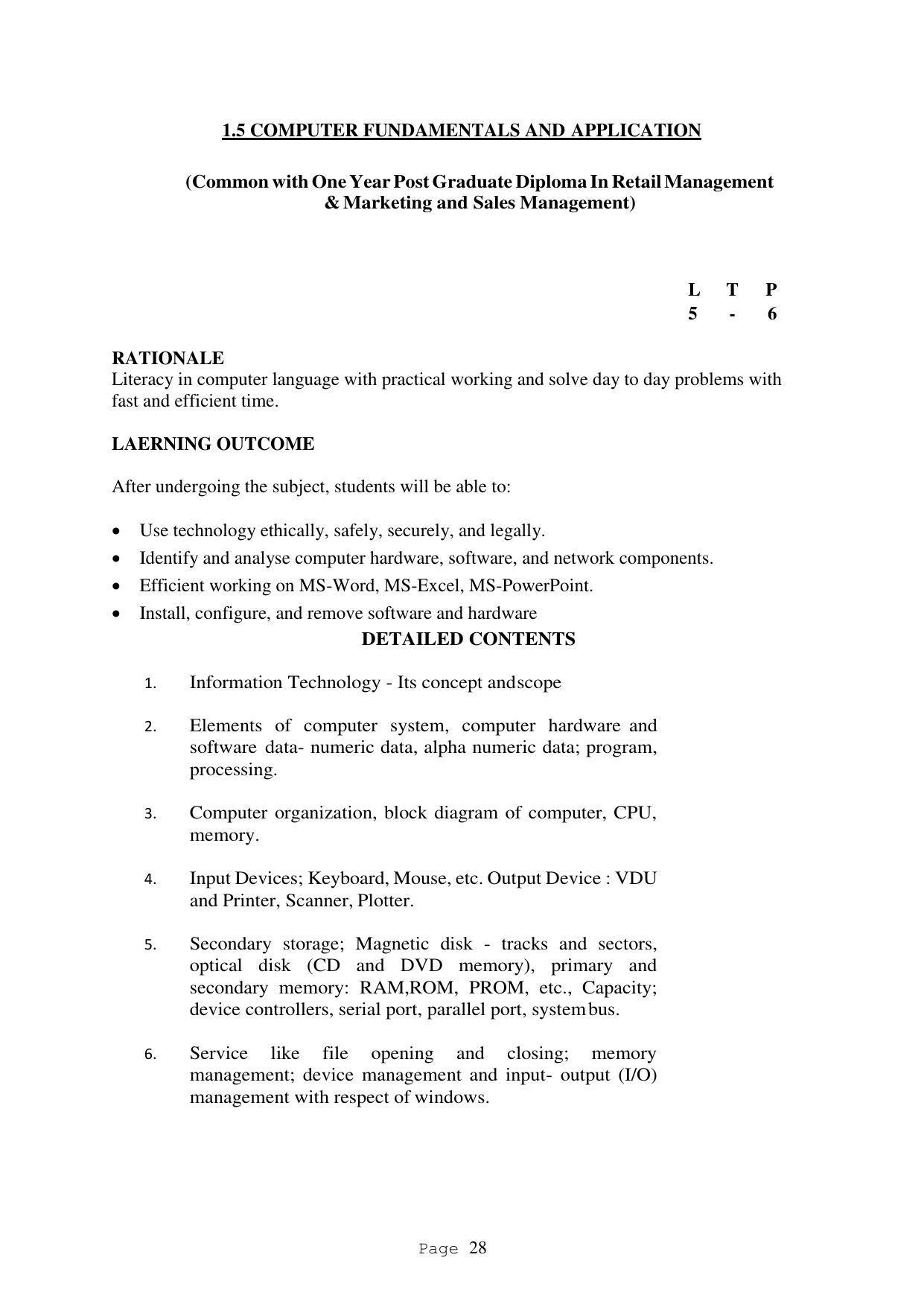SYLLABUS FOR FIRST SEMESTER SESSION (2020-2021) - TWO SEMESTER POST GRADUATE DIPLOMA COURSE IN ACCOUNTANCY(WITH COMPUTERISED ACCOUNTS & TAXATION) - Page 28