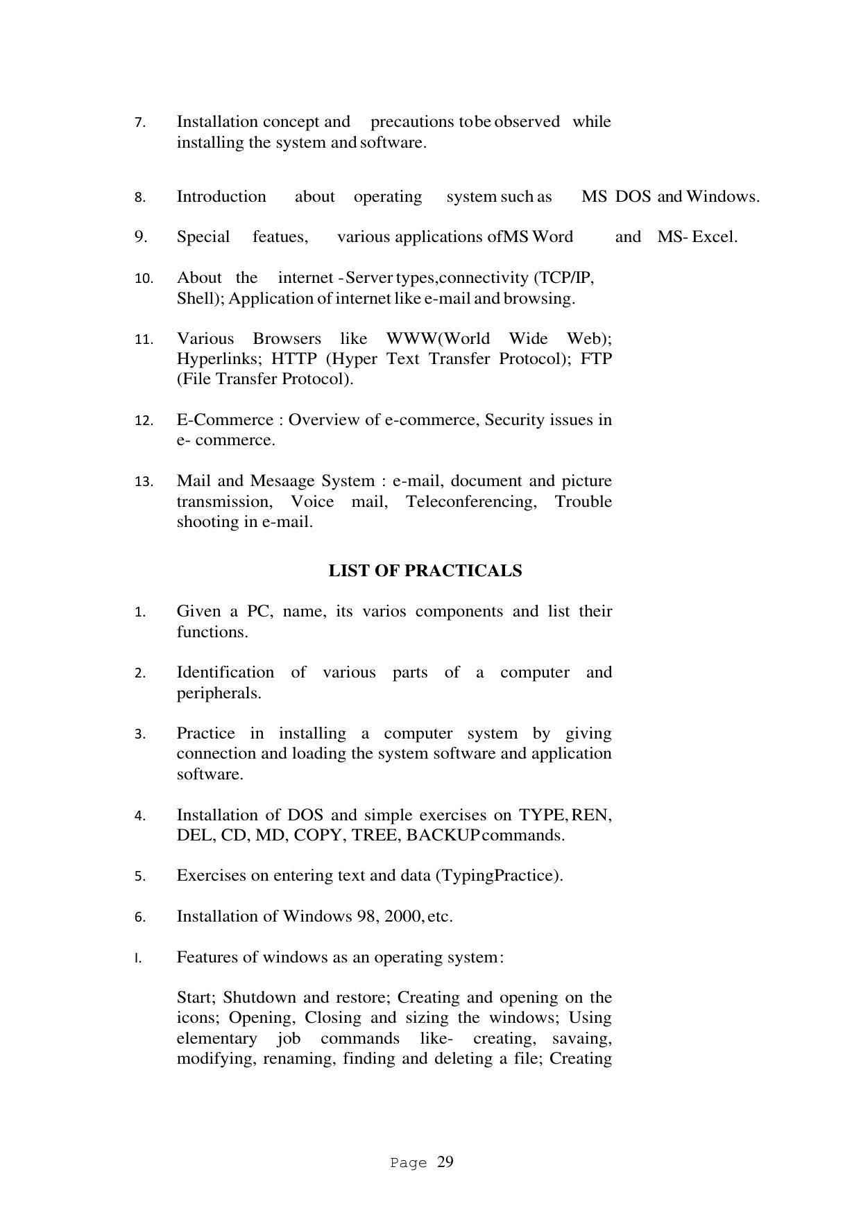 SYLLABUS FOR FIRST SEMESTER SESSION (2020-2021) - TWO SEMESTER POST GRADUATE DIPLOMA COURSE IN ACCOUNTANCY(WITH COMPUTERISED ACCOUNTS & TAXATION) - Page 29